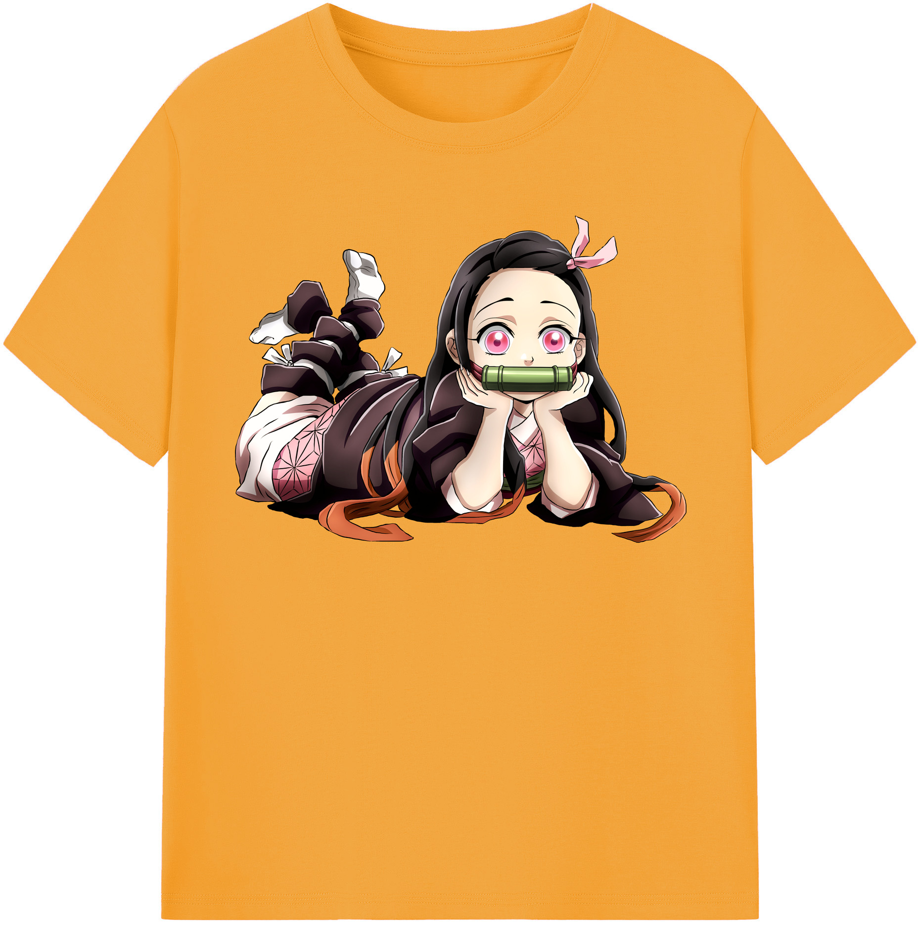 （画像用） 鬼滅の刃（きめつのやいば）竈門 禰󠄀豆子／かまど ねずこ Kamado Nezuko レディースカジュアルプリントTシャツ（綿100％）