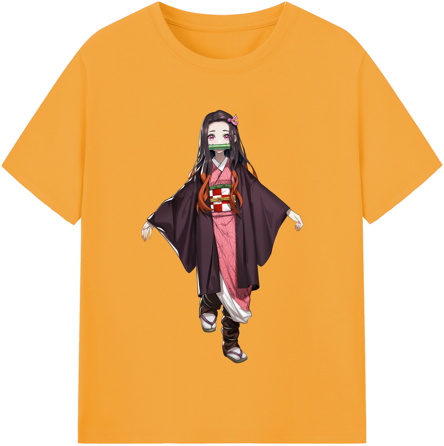 （画像用） 鬼滅の刃（きめつのやいば）竈門 禰󠄀豆子／かまど ねずこ Kamado Nezuko レディースカジュアルプリントTシャツ（綿100％）