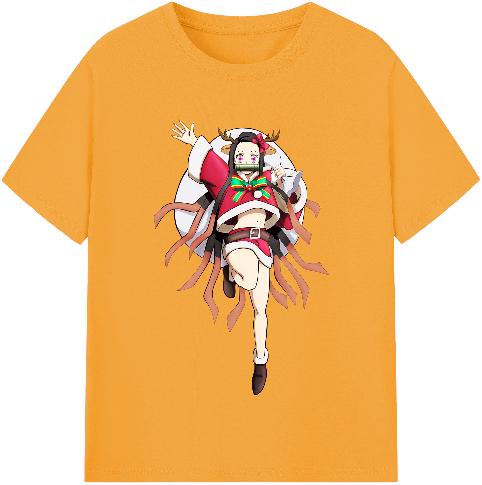 （画像用） 鬼滅の刃（きめつのやいば）竈門 禰󠄀豆子／かまど ねずこ Kamado Nezuko レディースカジュアルプリントTシャツ（綿100％）