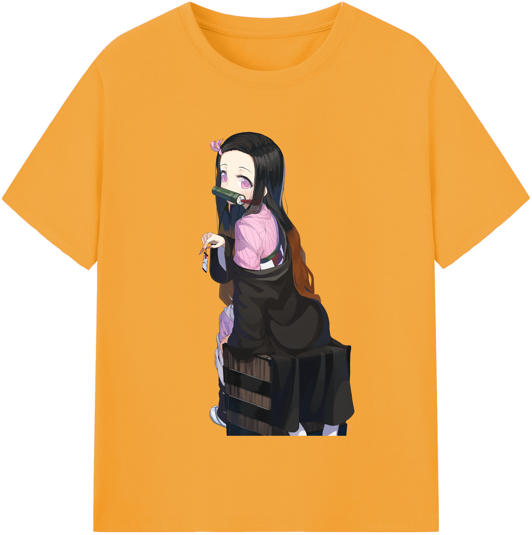 （画像用） 鬼滅の刃（きめつのやいば）竈門 禰󠄀豆子／かまど ねずこ Kamado Nezuko レディースカジュアルプリントTシャツ（綿100％）