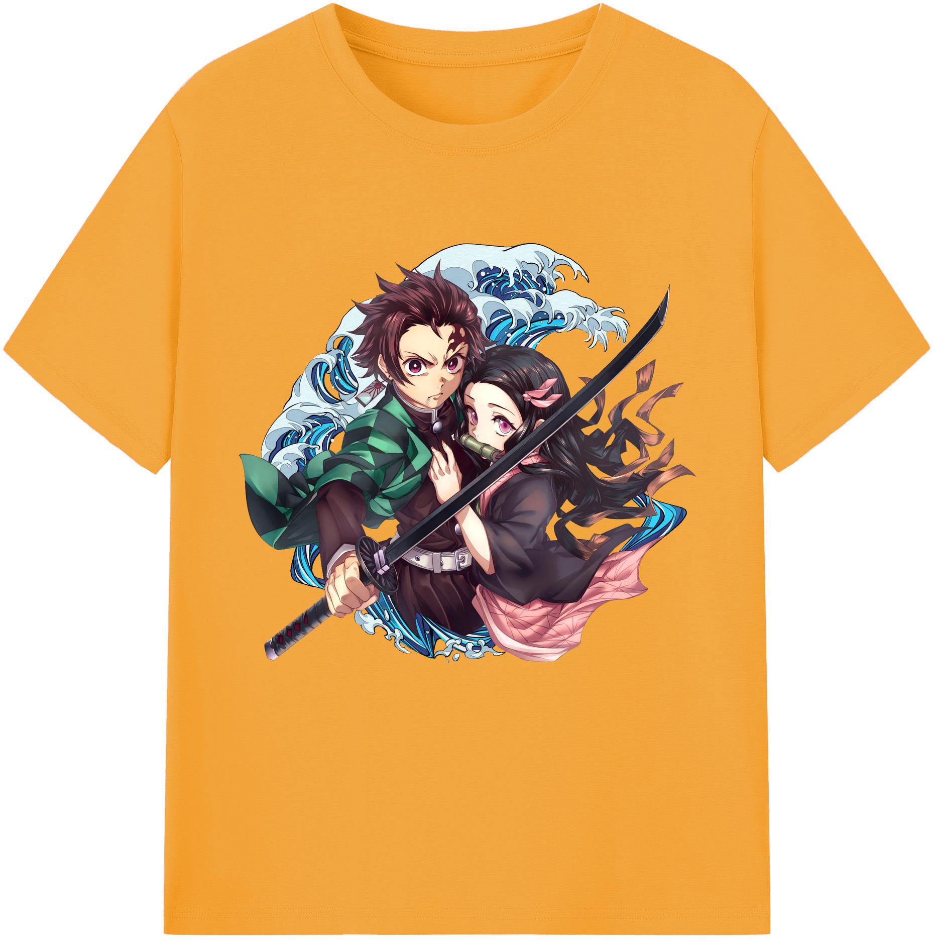 （画像用） 鬼滅の刃（きめつのやいば）竈門 禰󠄀豆子／かまど ねずこ Kamado Nezuko レディースカジュアルプリントTシャツ（綿100％）