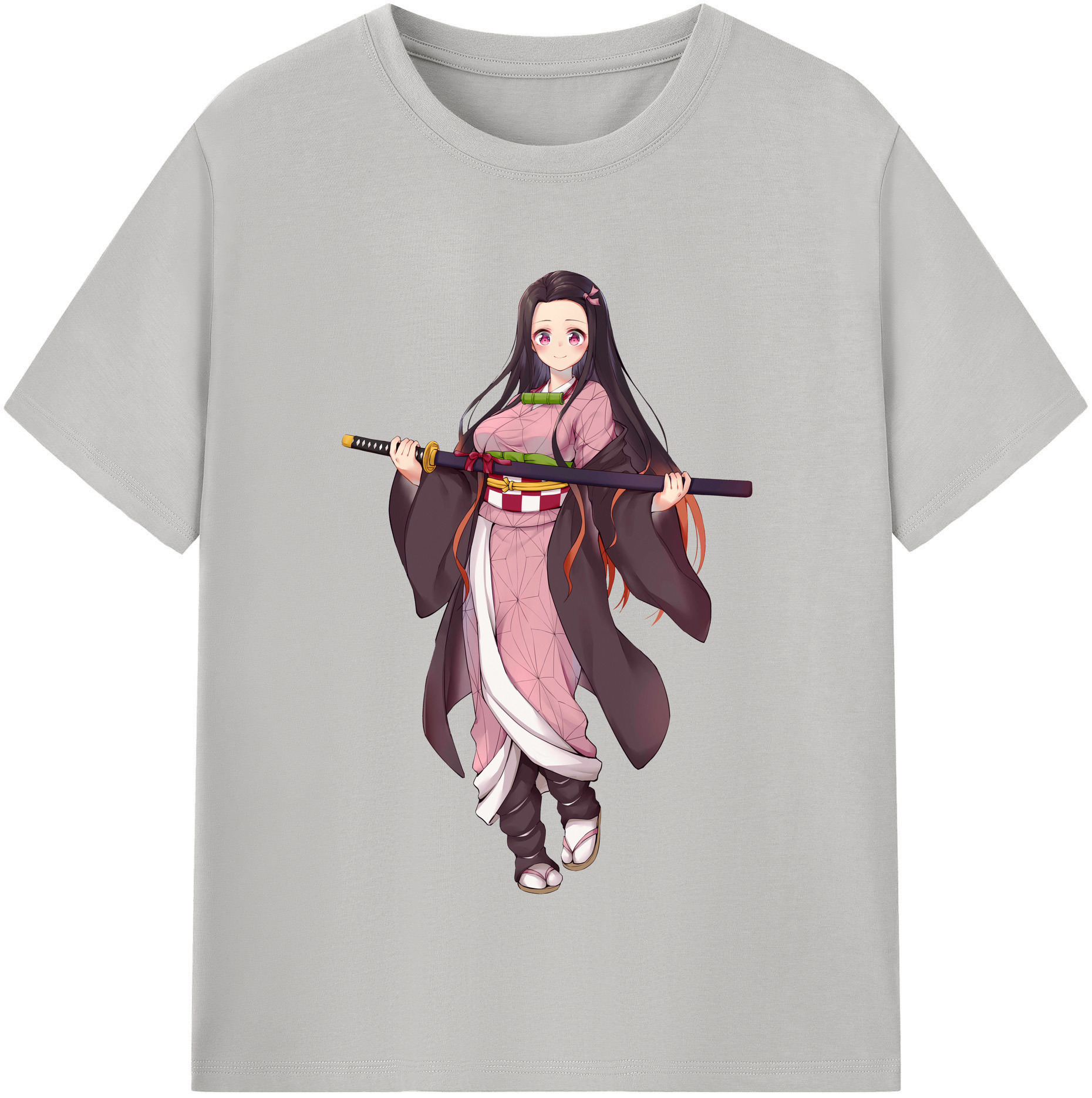 （画像用） 鬼滅の刃（きめつのやいば）竈門 禰󠄀豆子／かまど ねずこ Kamado Nezuko レディースカジュアルプリントTシャツ（綿100％）