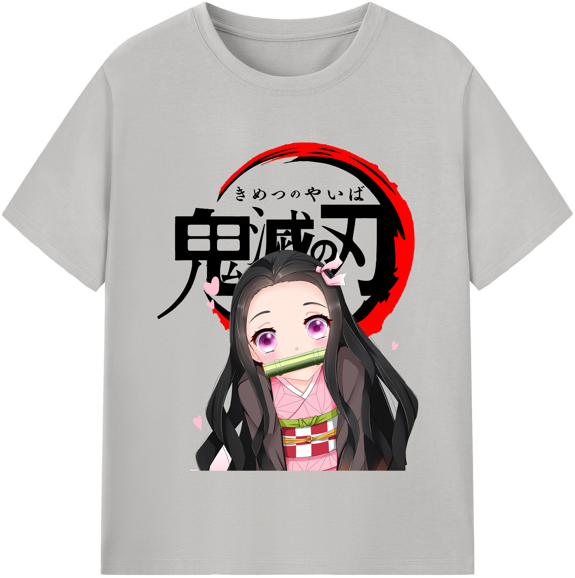 （画像用） 鬼滅の刃（きめつのやいば）竈門 禰󠄀豆子／かまど ねずこ Kamado Nezuko レディースカジュアルプリントTシャツ（綿100％）