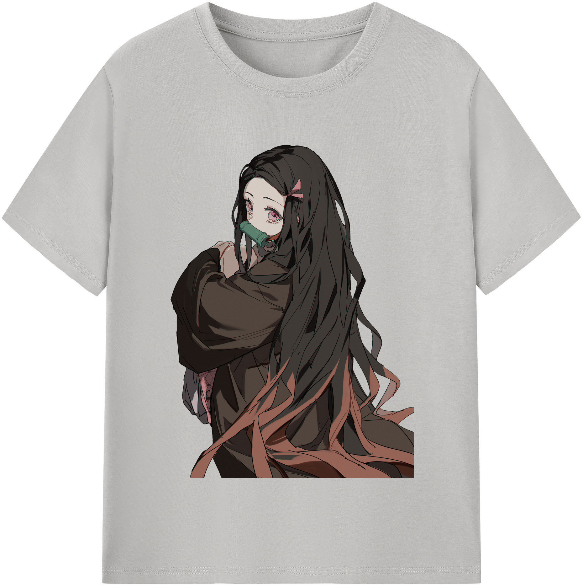 （画像用） 鬼滅の刃（きめつのやいば）竈門 禰󠄀豆子／かまど ねずこ Kamado Nezuko レディースカジュアルプリントTシャツ（綿100％）