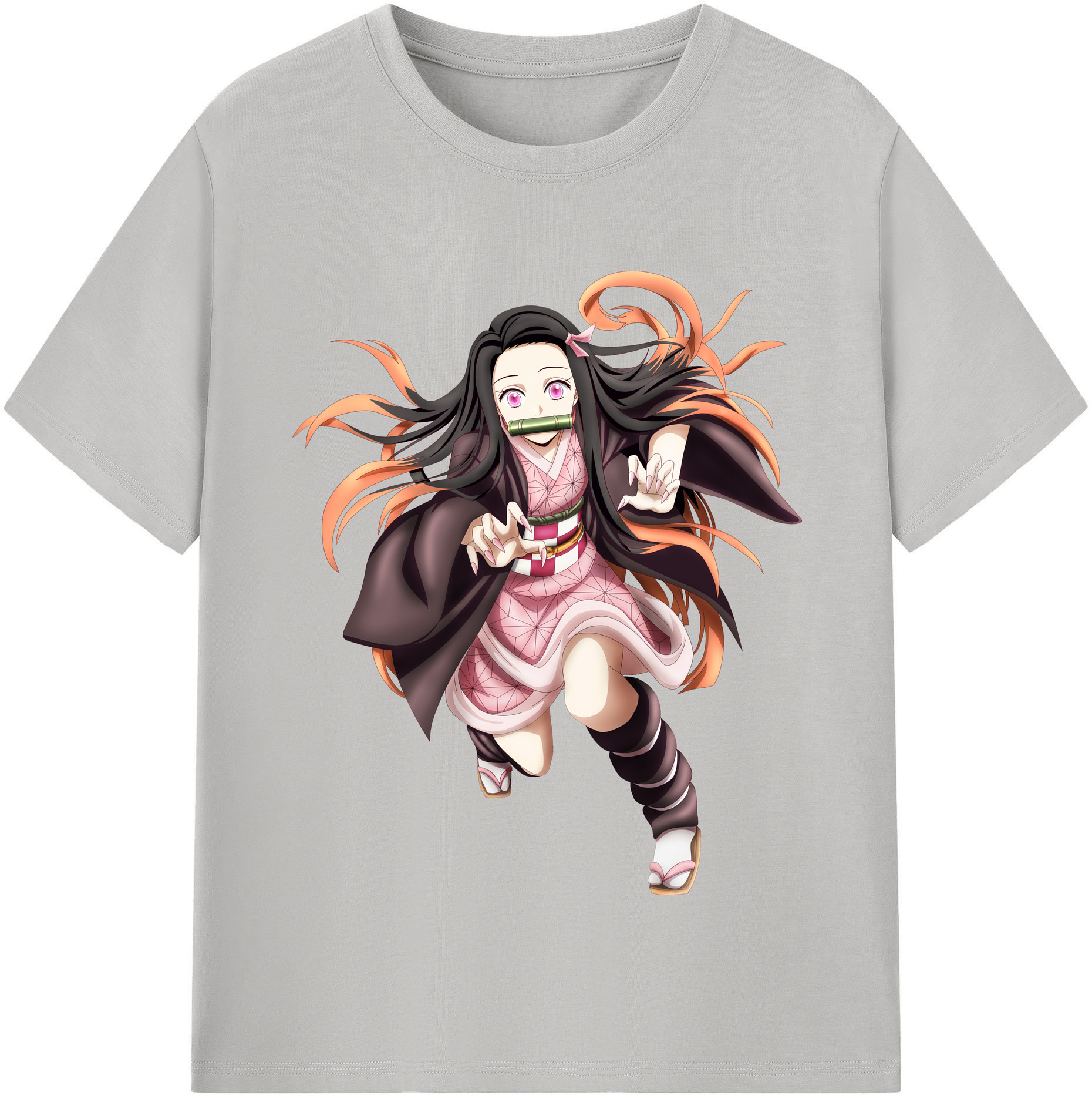 （画像用） 鬼滅の刃（きめつのやいば）竈門 禰󠄀豆子／かまど ねずこ Kamado Nezuko レディースカジュアルプリントTシャツ（綿100％）