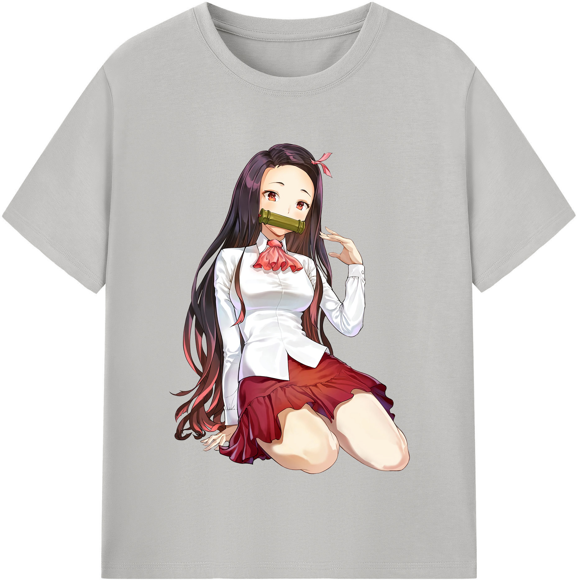 （画像用） 鬼滅の刃（きめつのやいば）竈門 禰󠄀豆子／かまど ねずこ Kamado Nezuko レディースカジュアルプリントTシャツ（綿100％）