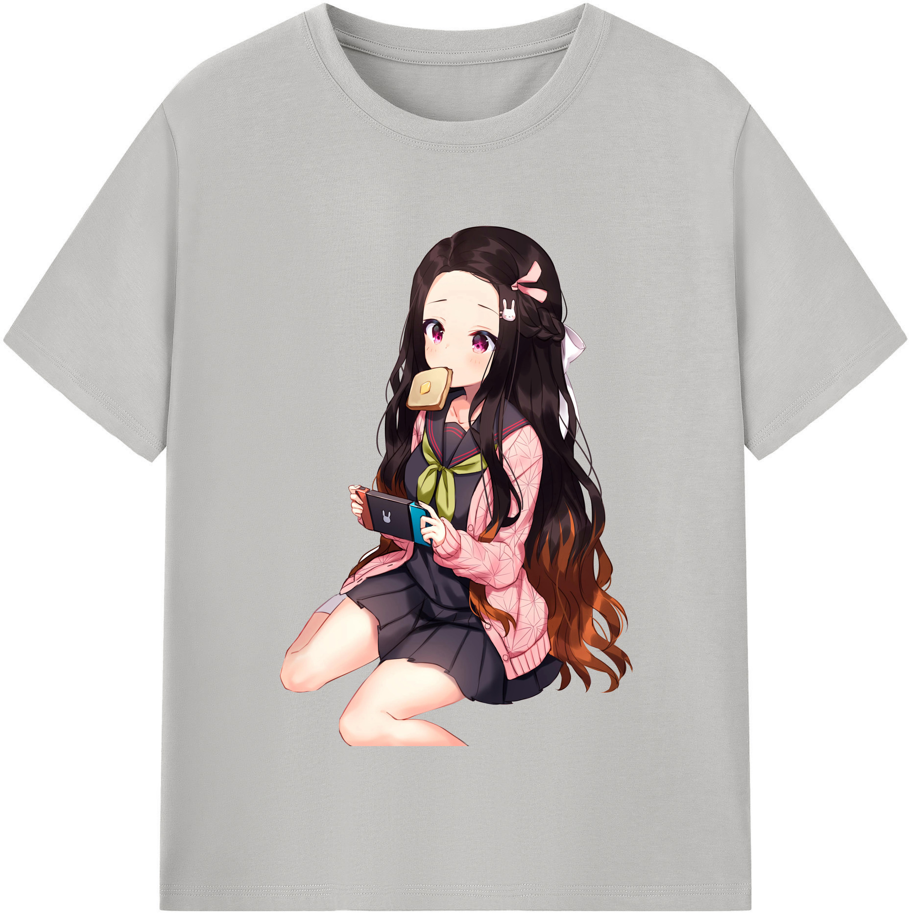 （画像用） 鬼滅の刃（きめつのやいば）竈門 禰󠄀豆子／かまど ねずこ Kamado Nezuko レディースカジュアルプリントTシャツ（綿100％）
