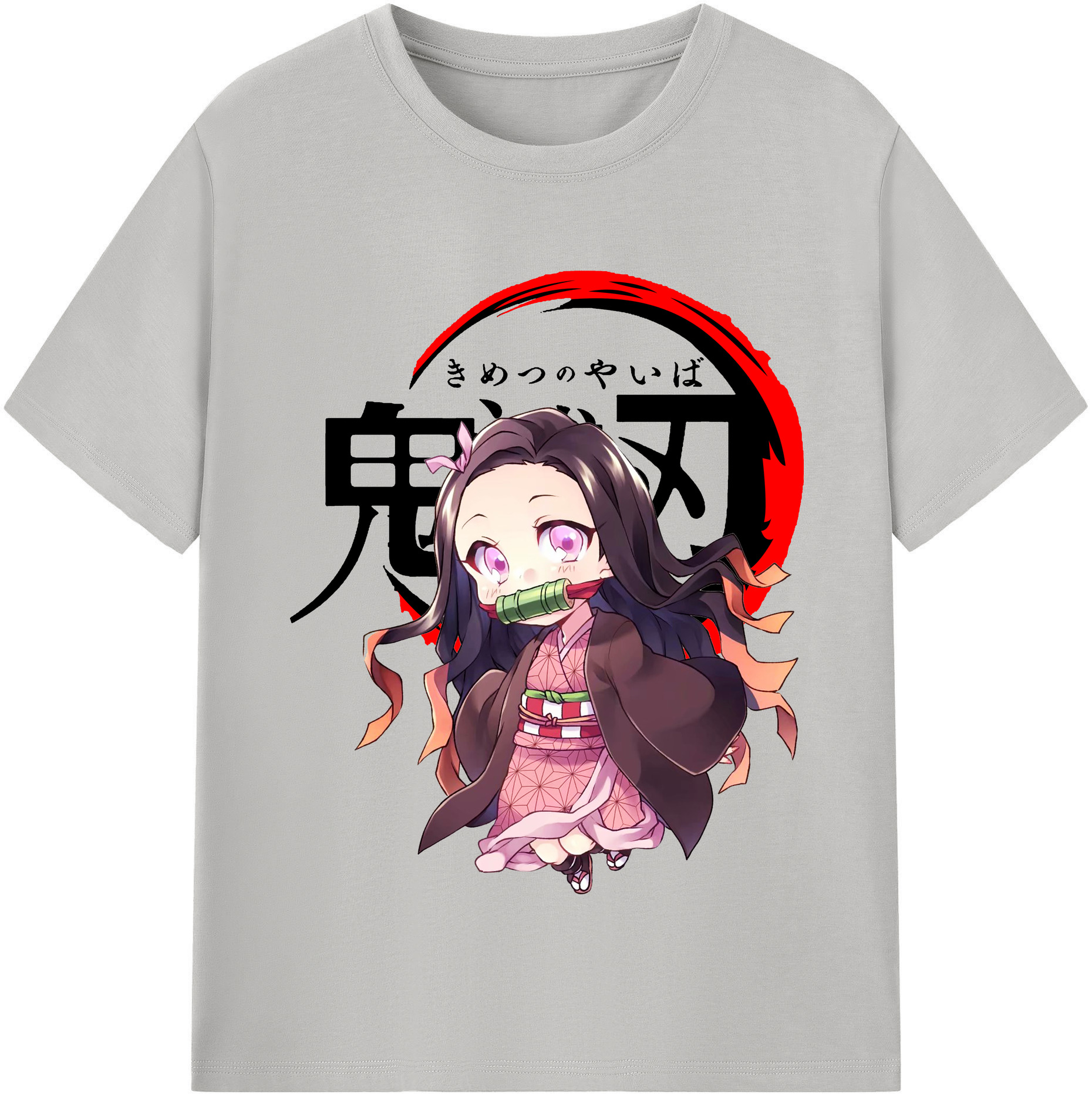 （画像用） 鬼滅の刃（きめつのやいば）竈門 禰󠄀豆子／かまど ねずこ Kamado Nezuko レディースカジュアルプリントTシャツ（綿100％）