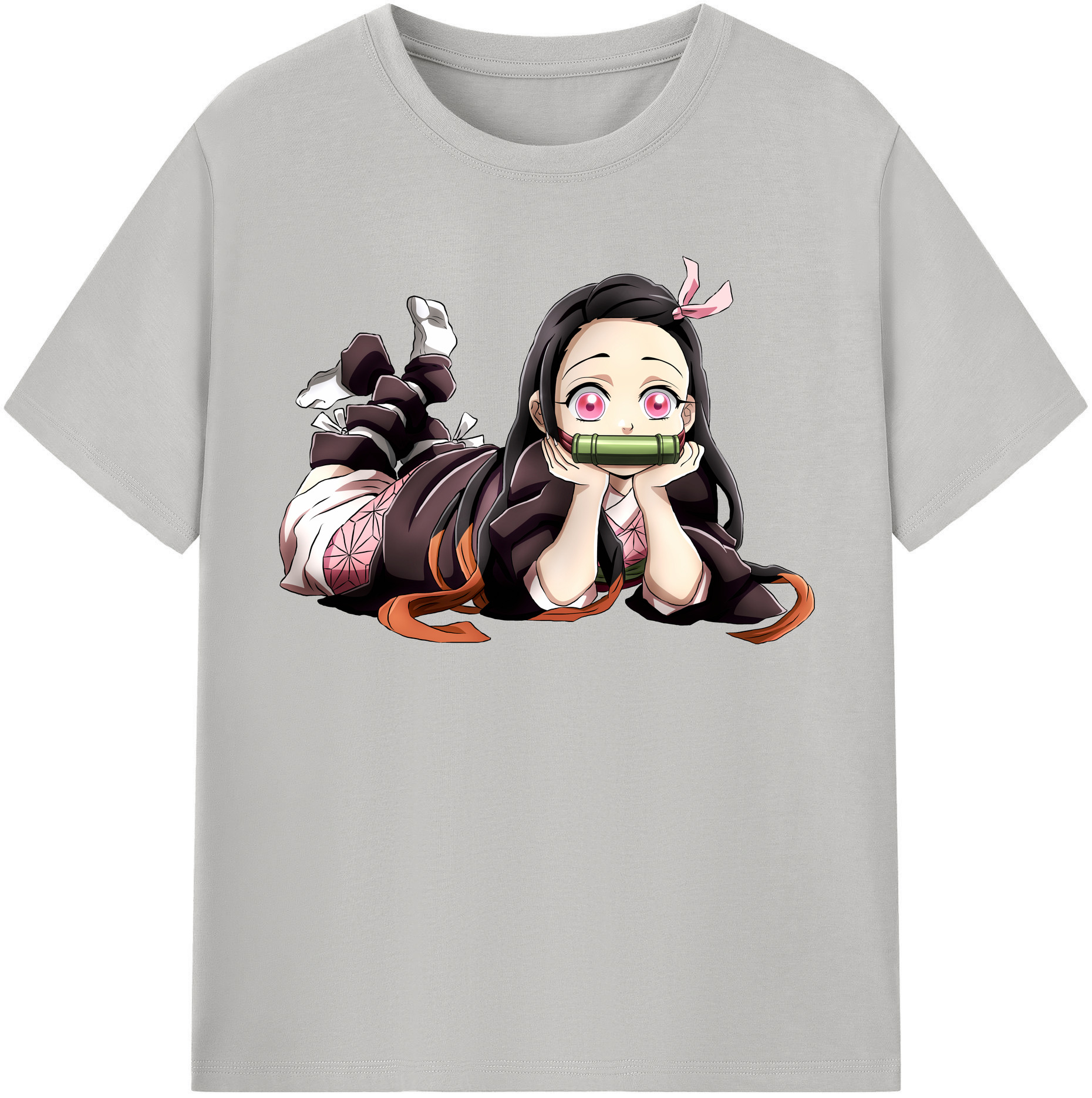 （画像用） 鬼滅の刃（きめつのやいば）竈門 禰󠄀豆子／かまど ねずこ Kamado Nezuko レディースカジュアルプリントTシャツ（綿100％）