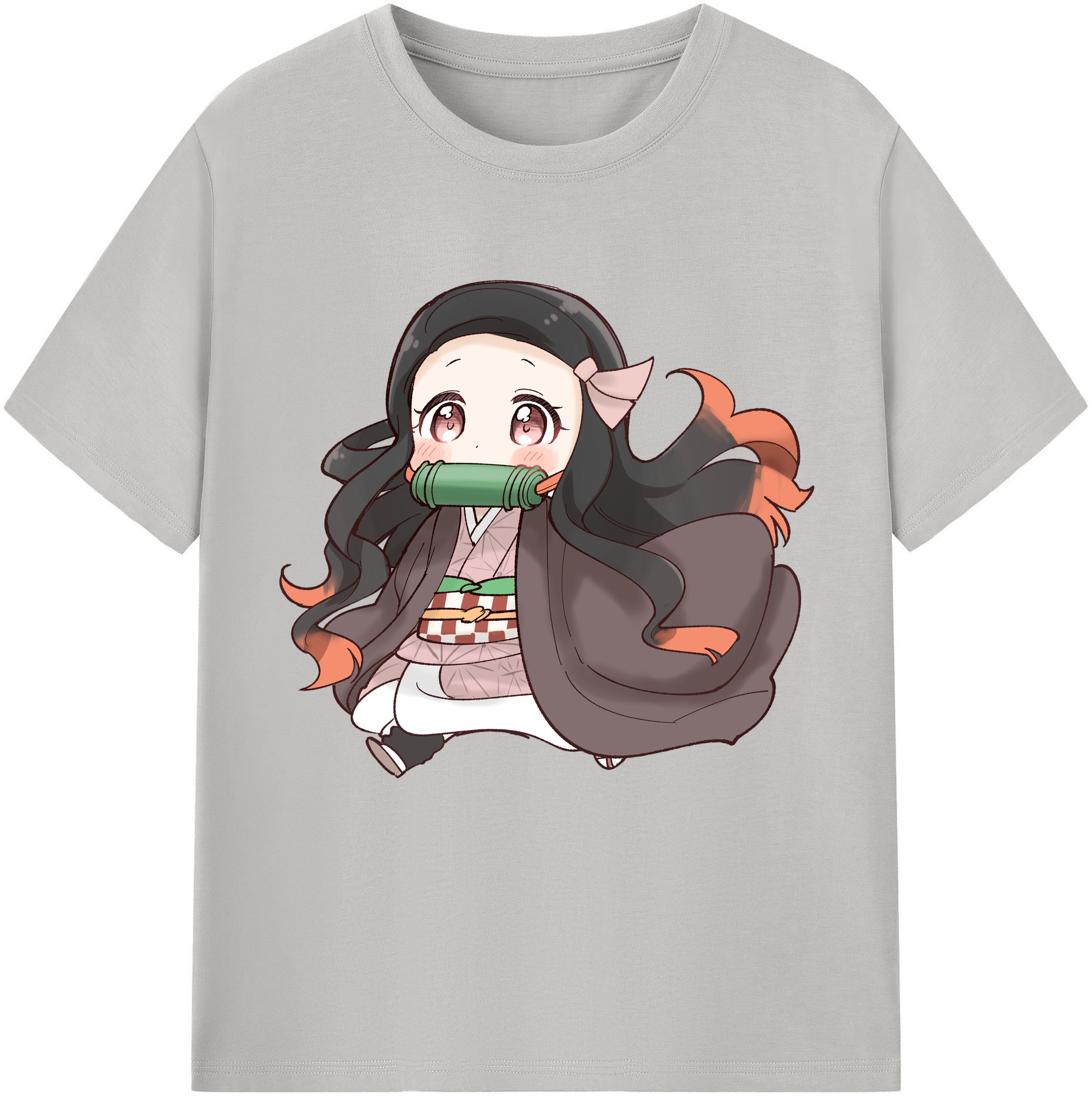 （画像用） 鬼滅の刃（きめつのやいば）竈門 禰󠄀豆子／かまど ねずこ Kamado Nezuko レディースカジュアルプリントTシャツ（綿100％）