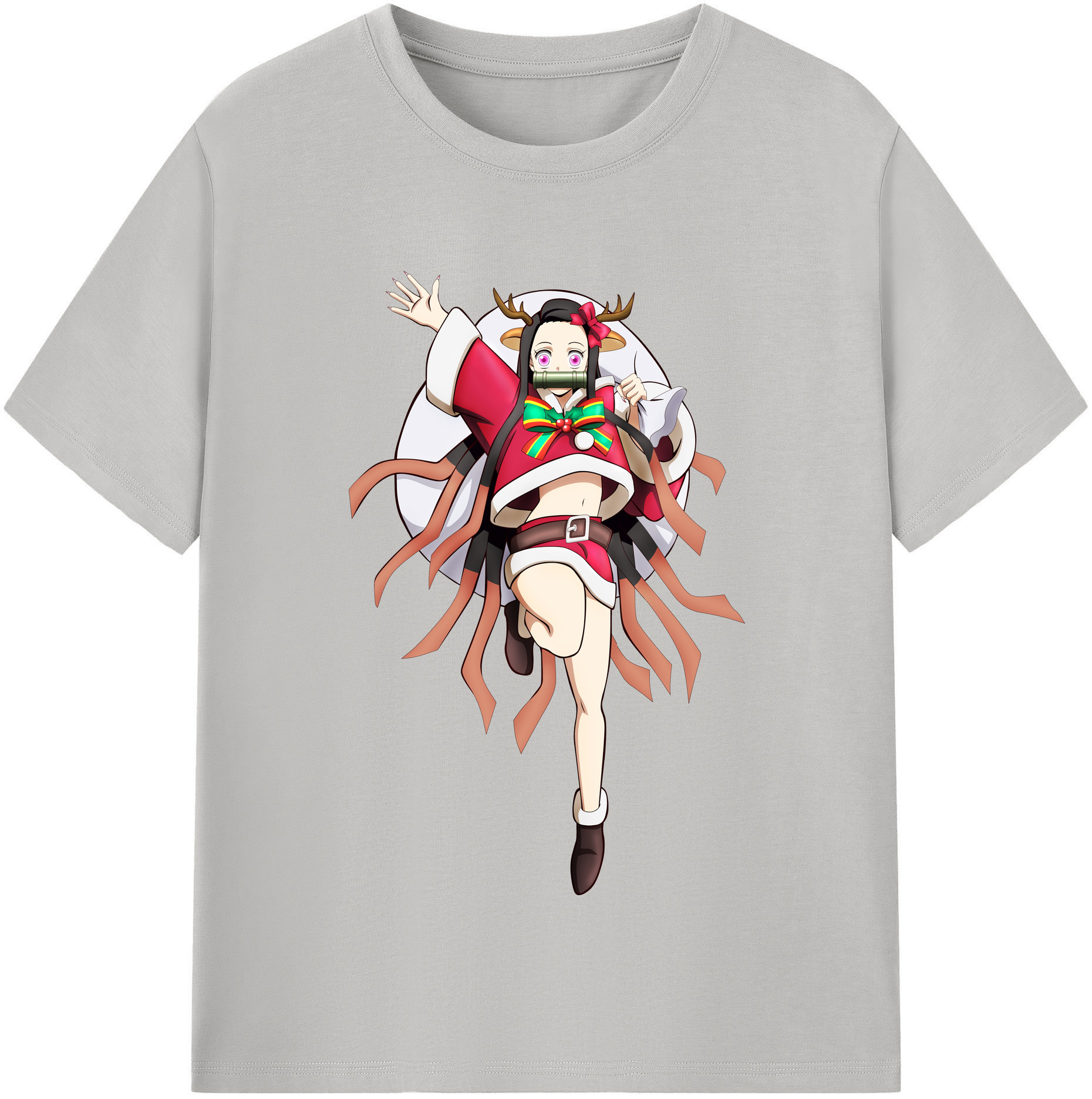 （画像用） 鬼滅の刃（きめつのやいば）竈門 禰󠄀豆子／かまど ねずこ Kamado Nezuko レディースカジュアルプリントTシャツ（綿100％）