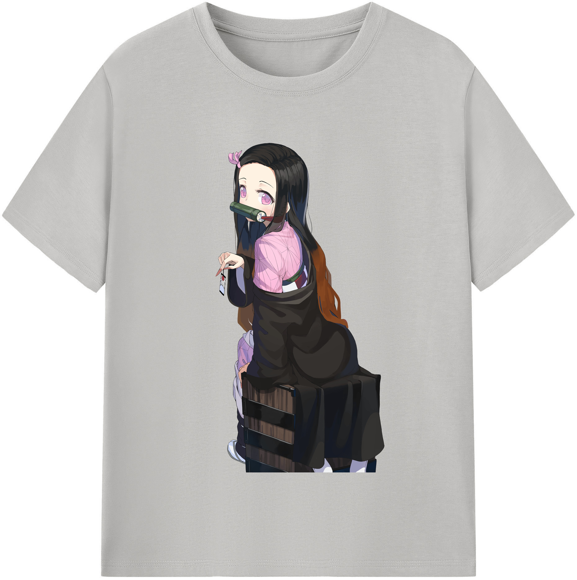 （画像用） 鬼滅の刃（きめつのやいば）竈門 禰󠄀豆子／かまど ねずこ Kamado Nezuko レディースカジュアルプリントTシャツ（綿100％）