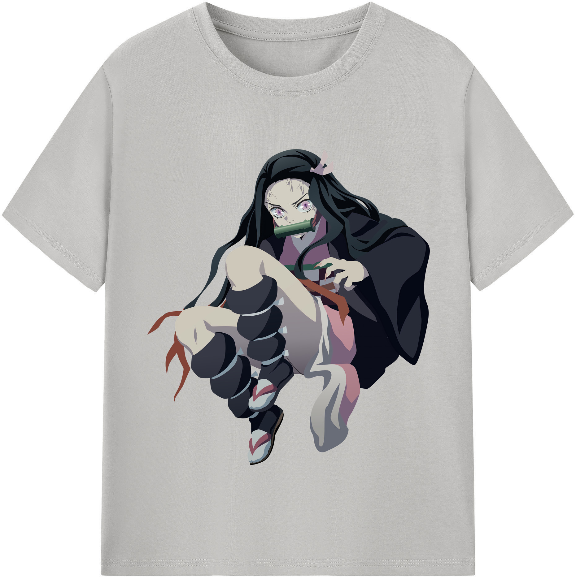 （画像用） 鬼滅の刃（きめつのやいば）竈門 禰󠄀豆子／かまど ねずこ Kamado Nezuko レディースカジュアルプリントTシャツ（綿100％）
