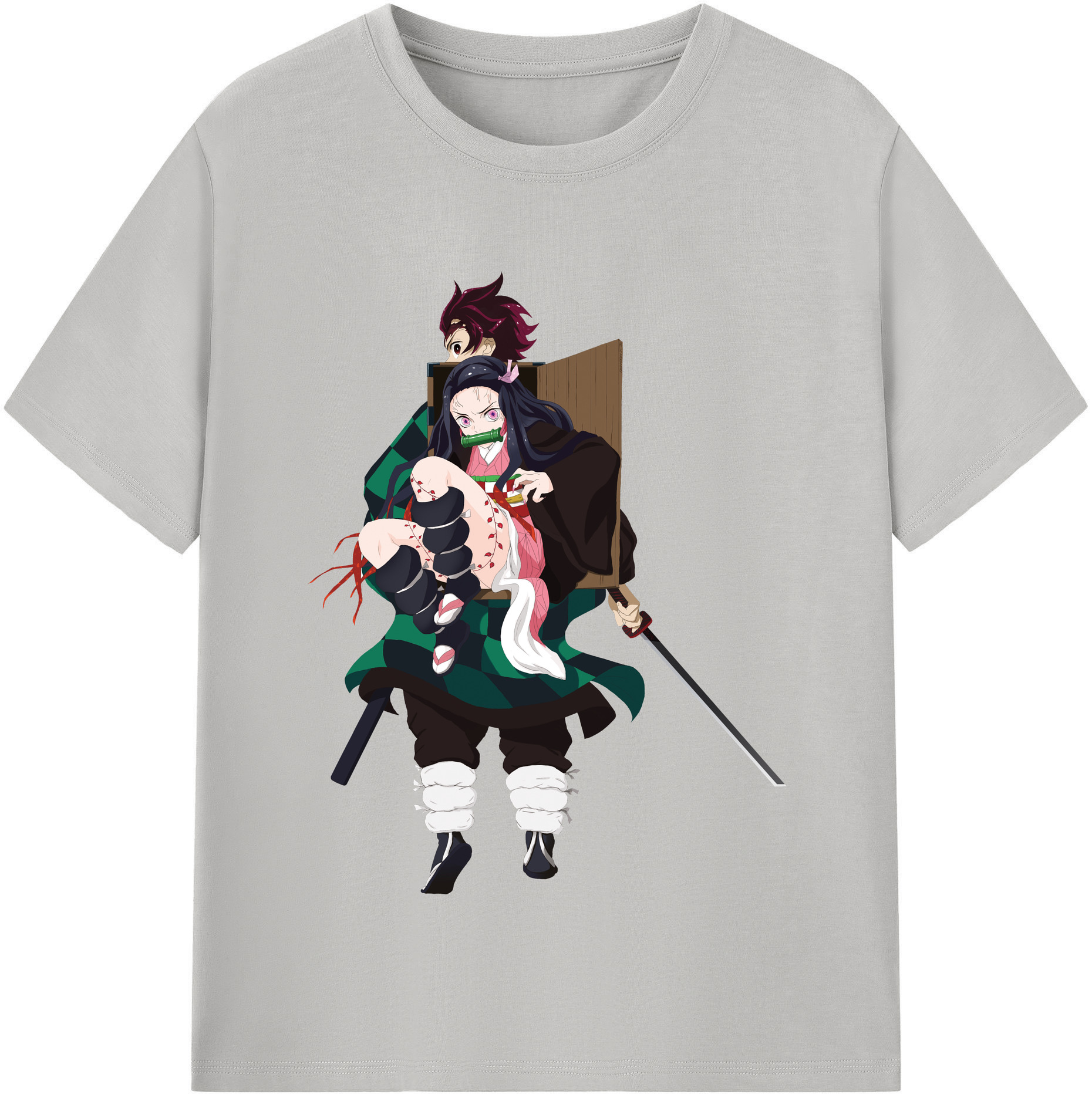 （画像用） 鬼滅の刃（きめつのやいば）竈門 禰󠄀豆子／かまど ねずこ Kamado Nezuko レディースカジュアルプリントTシャツ（綿100％）