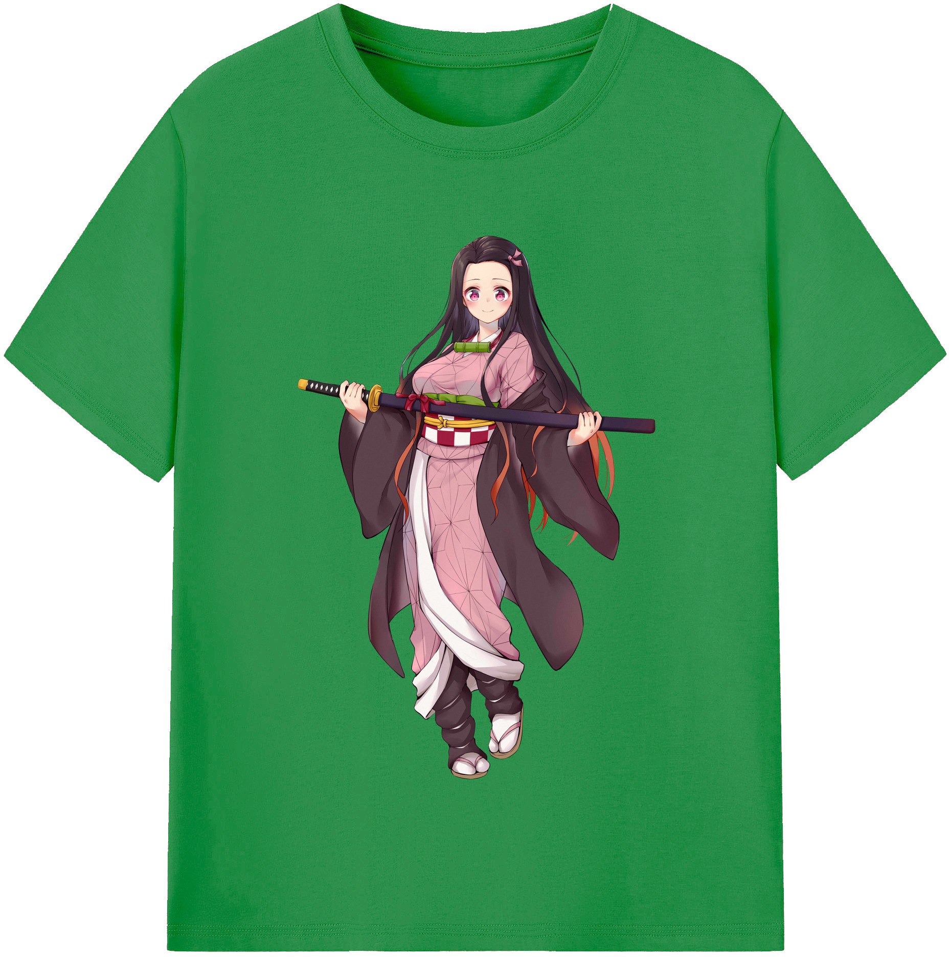 （画像用） 鬼滅の刃（きめつのやいば）竈門 禰󠄀豆子／かまど ねずこ Kamado Nezuko レディースカジュアルプリントTシャツ（綿100％）