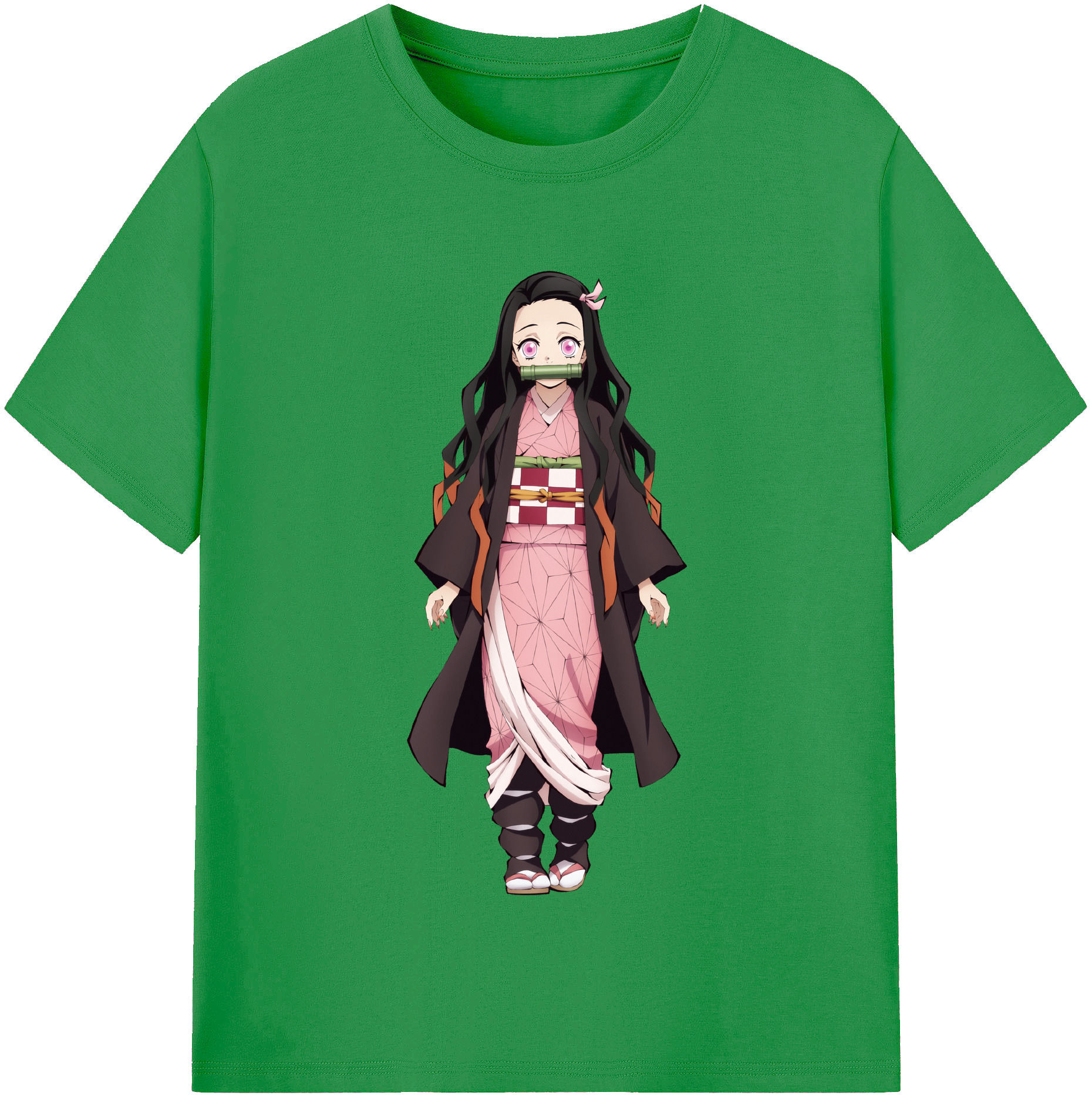 （画像用） 鬼滅の刃（きめつのやいば）竈門 禰󠄀豆子／かまど ねずこ Kamado Nezuko レディースカジュアルプリントTシャツ（綿100％）