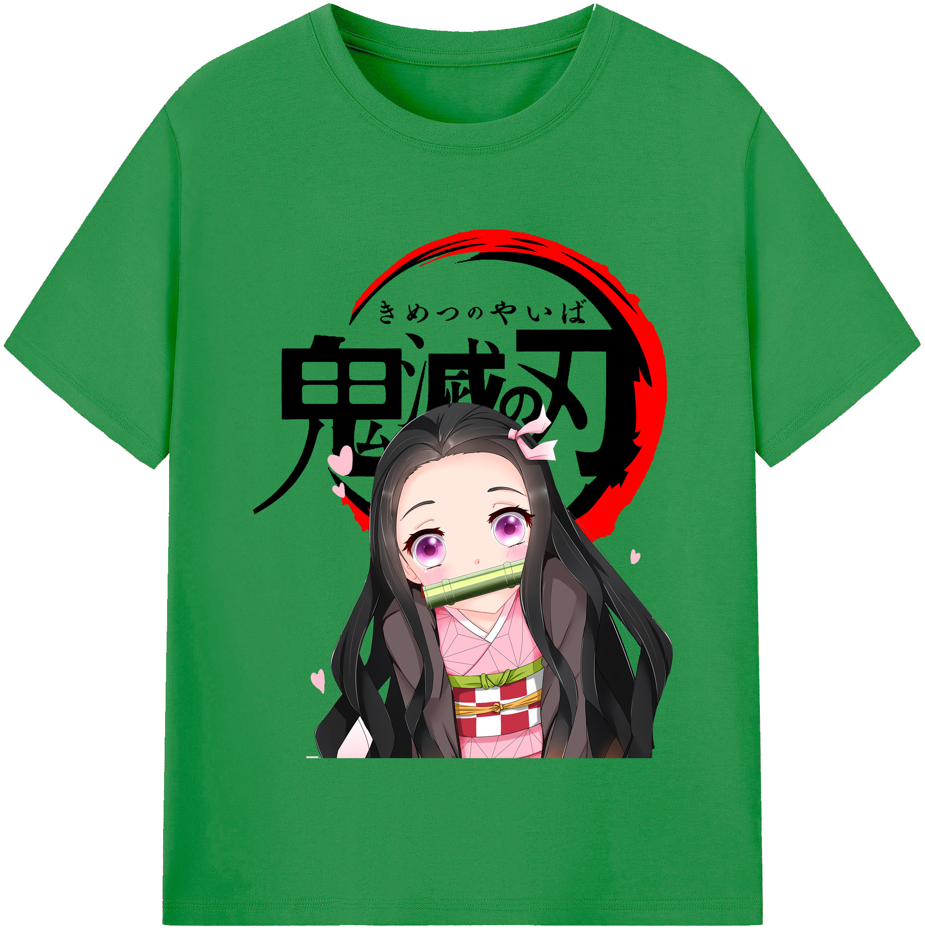 （画像用） 鬼滅の刃（きめつのやいば）竈門 禰󠄀豆子／かまど ねずこ Kamado Nezuko レディースカジュアルプリントTシャツ（綿100％）