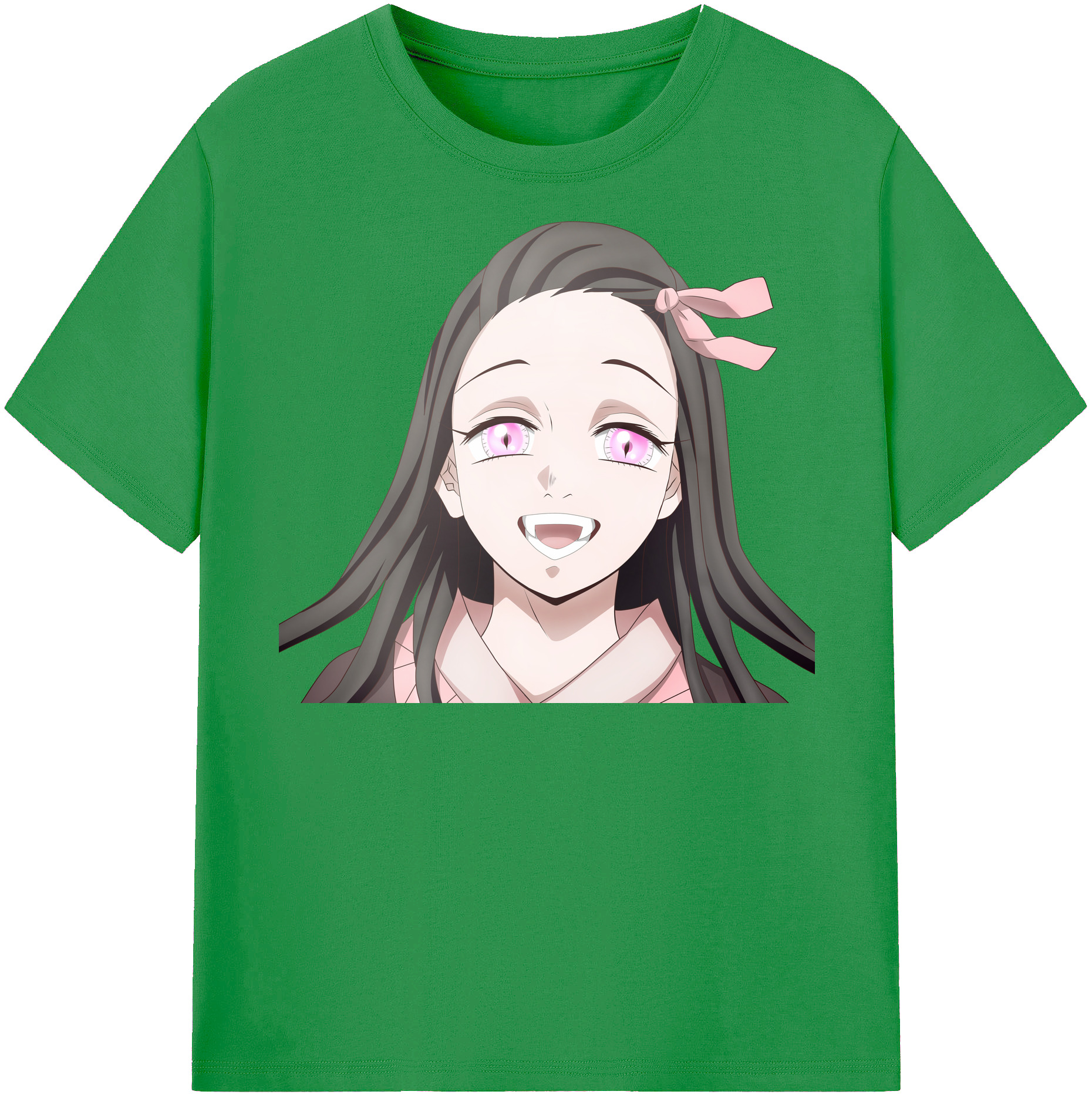 （画像用） 鬼滅の刃（きめつのやいば）竈門 禰󠄀豆子／かまど ねずこ Kamado Nezuko レディースカジュアルプリントTシャツ（綿100％）