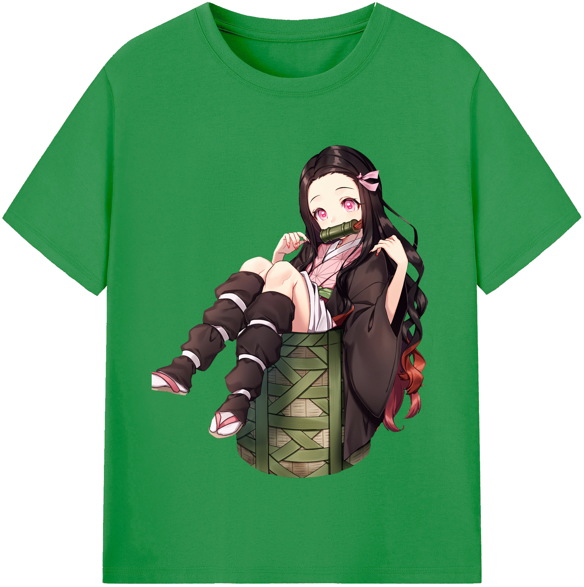 （画像用） 鬼滅の刃（きめつのやいば）竈門 禰󠄀豆子／かまど ねずこ Kamado Nezuko レディースカジュアルプリントTシャツ（綿100％）