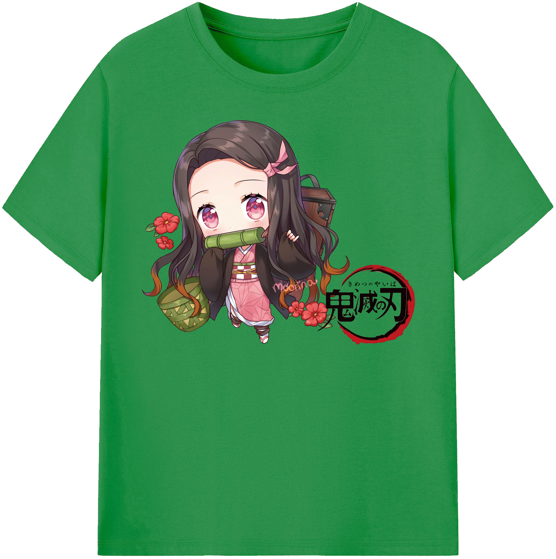 （画像用） 鬼滅の刃（きめつのやいば）竈門 禰󠄀豆子／かまど ねずこ Kamado Nezuko レディースカジュアルプリントTシャツ（綿100％）