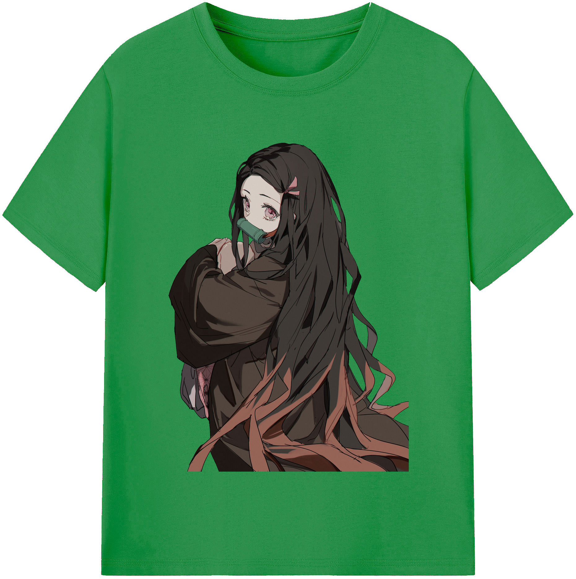 （画像用） 鬼滅の刃（きめつのやいば）竈門 禰󠄀豆子／かまど ねずこ Kamado Nezuko レディースカジュアルプリントTシャツ（綿100％）