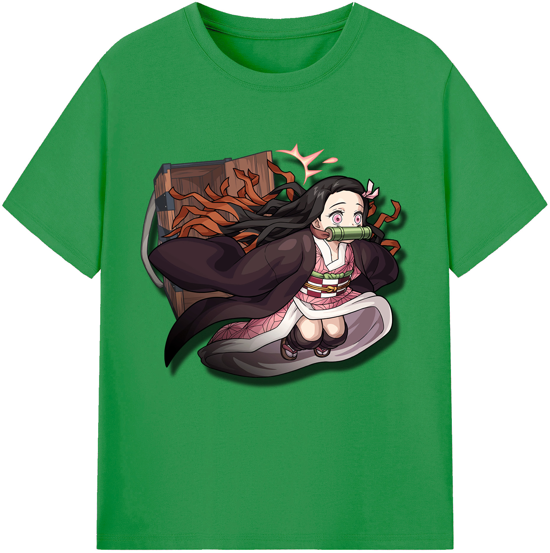 （画像用） 鬼滅の刃（きめつのやいば）竈門 禰󠄀豆子／かまど ねずこ Kamado Nezuko レディースカジュアルプリントTシャツ（綿100％）