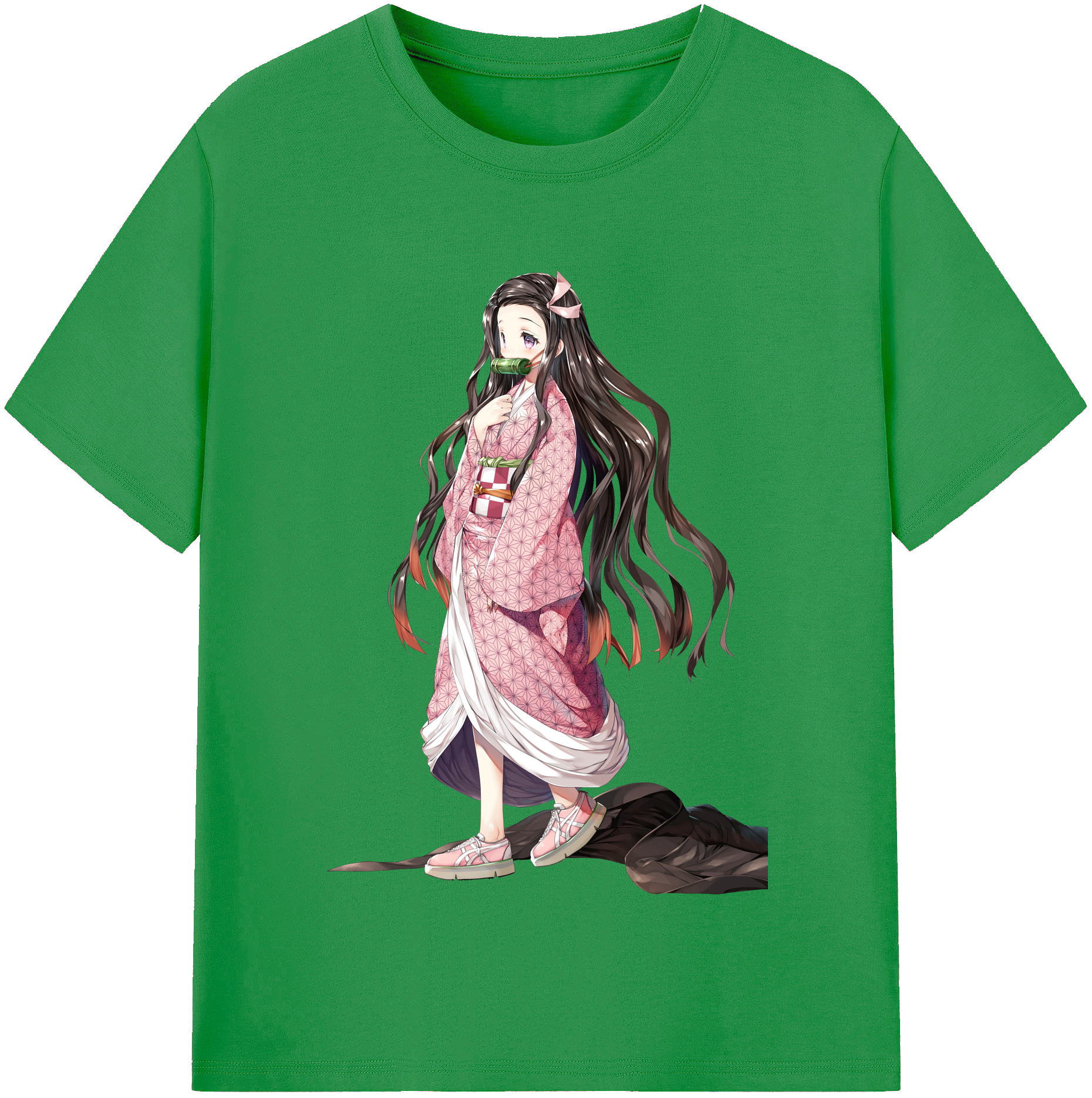 （画像用） 鬼滅の刃（きめつのやいば）竈門 禰󠄀豆子／かまど ねずこ Kamado Nezuko レディースカジュアルプリントTシャツ（綿100％）