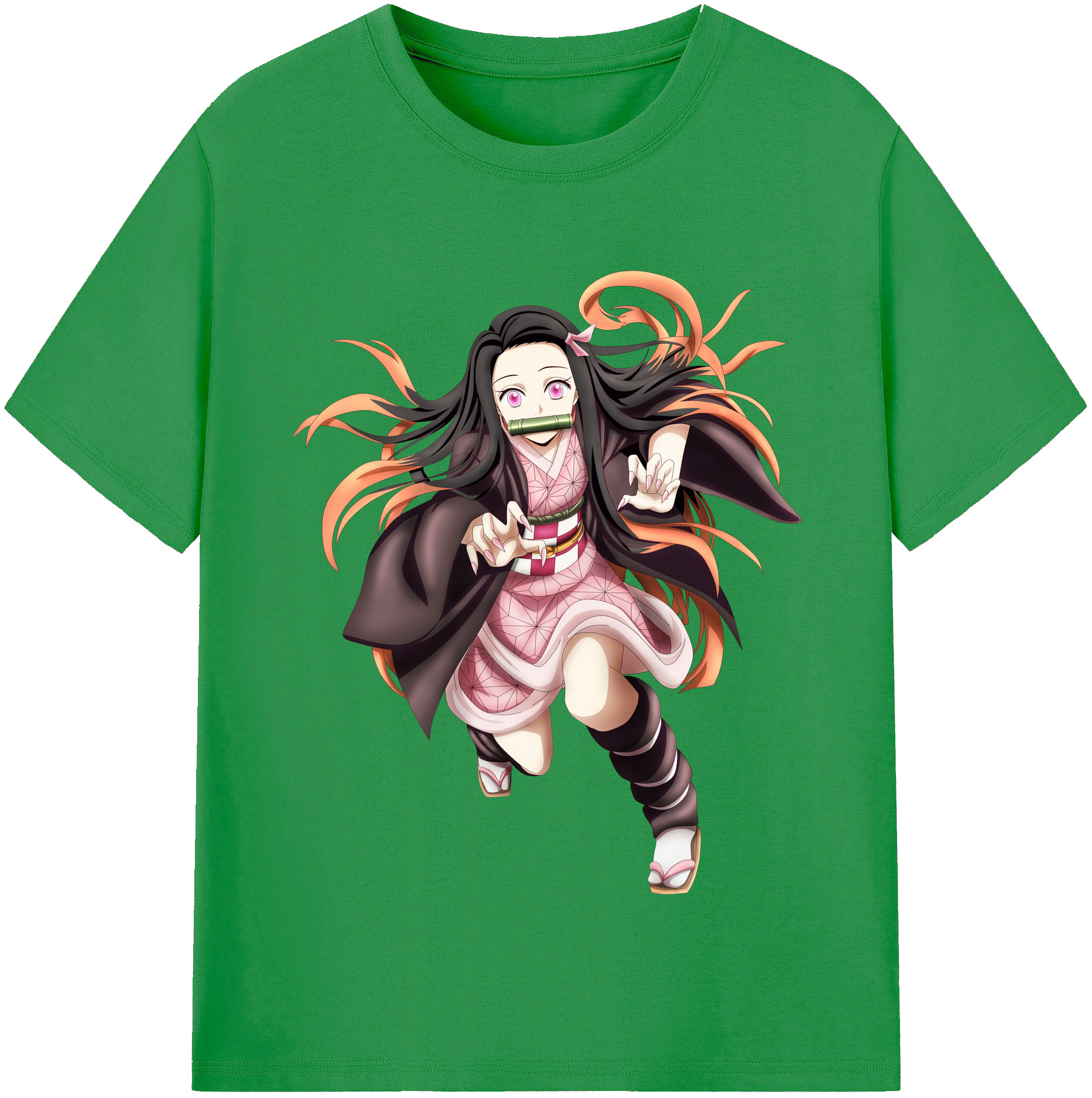（画像用） 鬼滅の刃（きめつのやいば）竈門 禰󠄀豆子／かまど ねずこ Kamado Nezuko レディースカジュアルプリントTシャツ（綿100％）