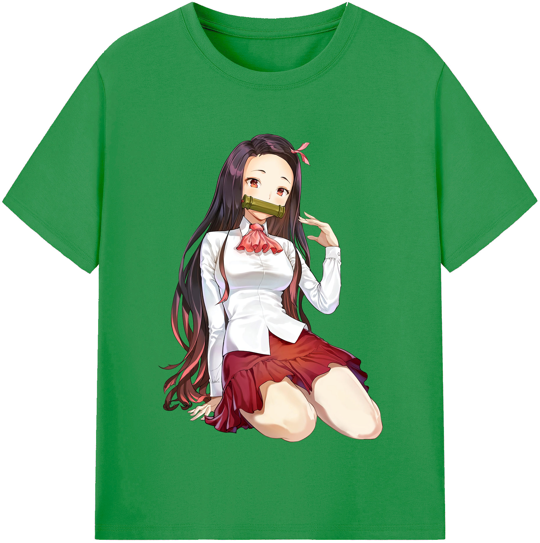 （画像用） 鬼滅の刃（きめつのやいば）竈門 禰󠄀豆子／かまど ねずこ Kamado Nezuko レディースカジュアルプリントTシャツ（綿100％）