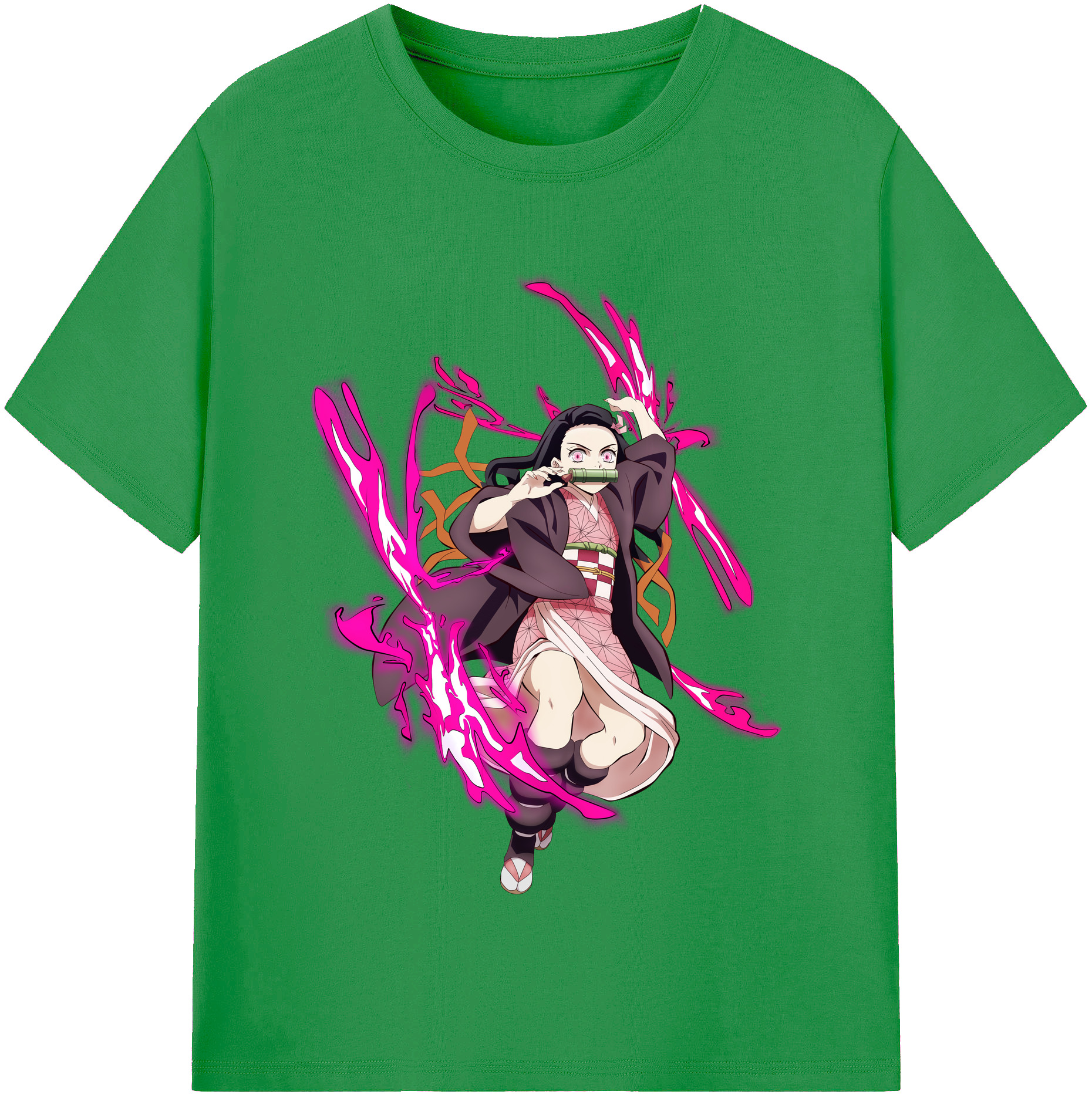 （画像用） 鬼滅の刃（きめつのやいば）竈門 禰󠄀豆子／かまど ねずこ Kamado Nezuko レディースカジュアルプリントTシャツ（綿100％）
