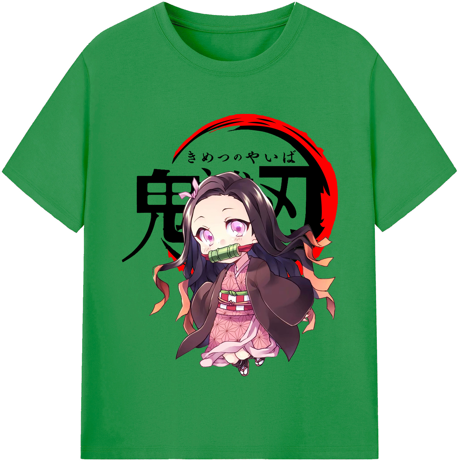 （画像用） 鬼滅の刃（きめつのやいば）竈門 禰󠄀豆子／かまど ねずこ Kamado Nezuko レディースカジュアルプリントTシャツ（綿100％）