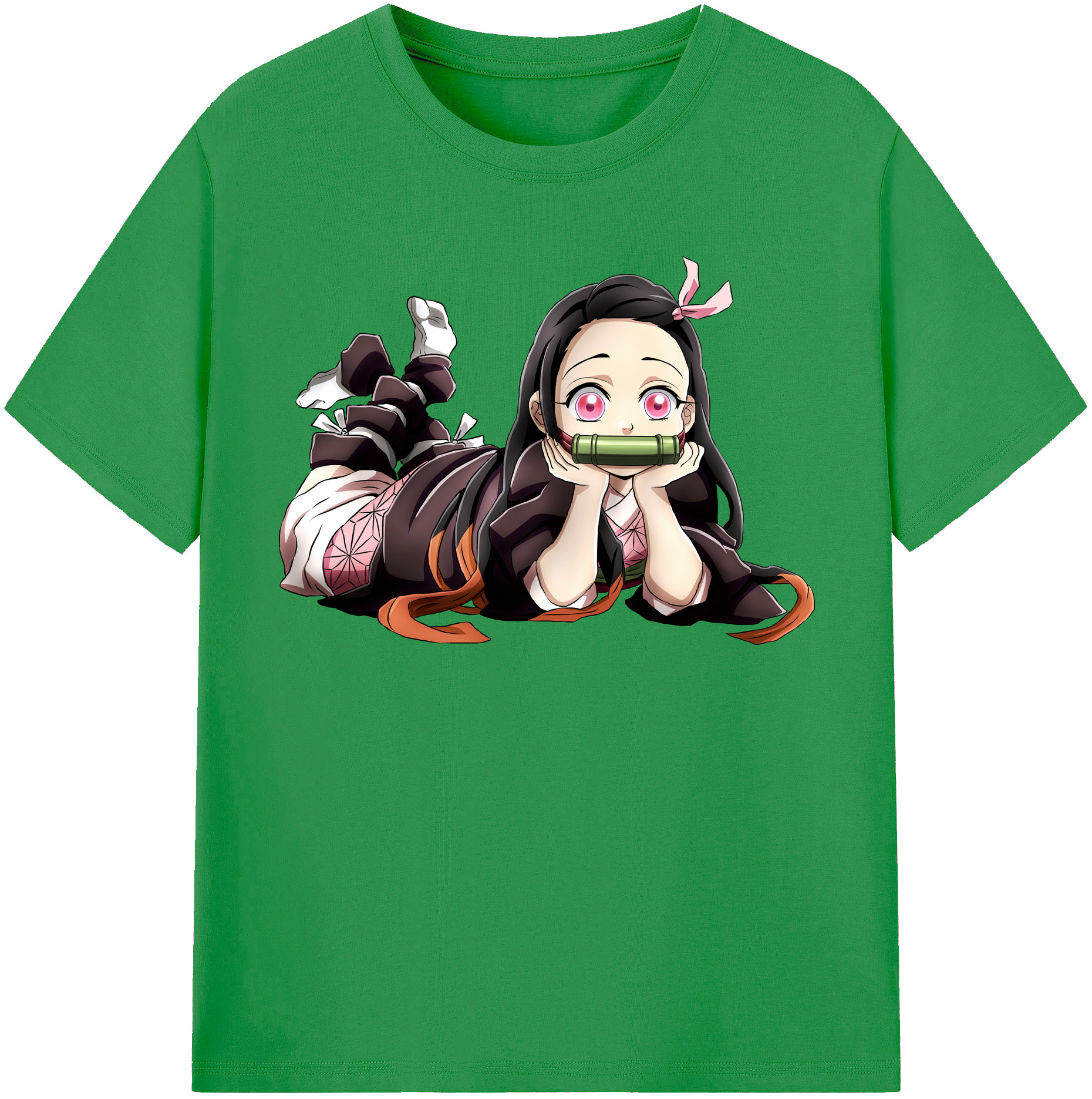 （画像用） 鬼滅の刃（きめつのやいば）竈門 禰󠄀豆子／かまど ねずこ Kamado Nezuko レディースカジュアルプリントTシャツ（綿100％）