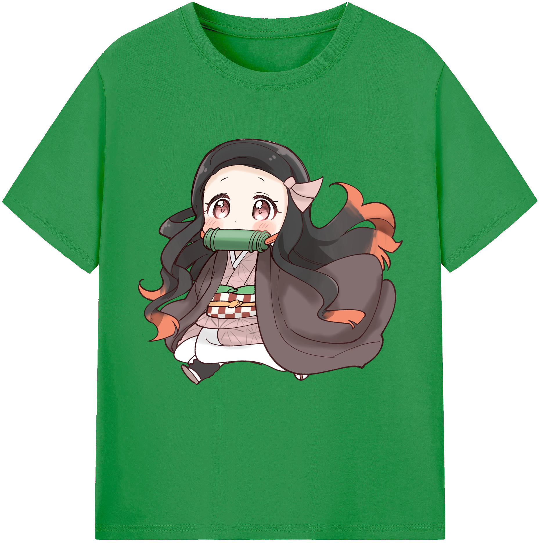 （画像用） 鬼滅の刃（きめつのやいば）竈門 禰󠄀豆子／かまど ねずこ Kamado Nezuko レディースカジュアルプリントTシャツ（綿100％）