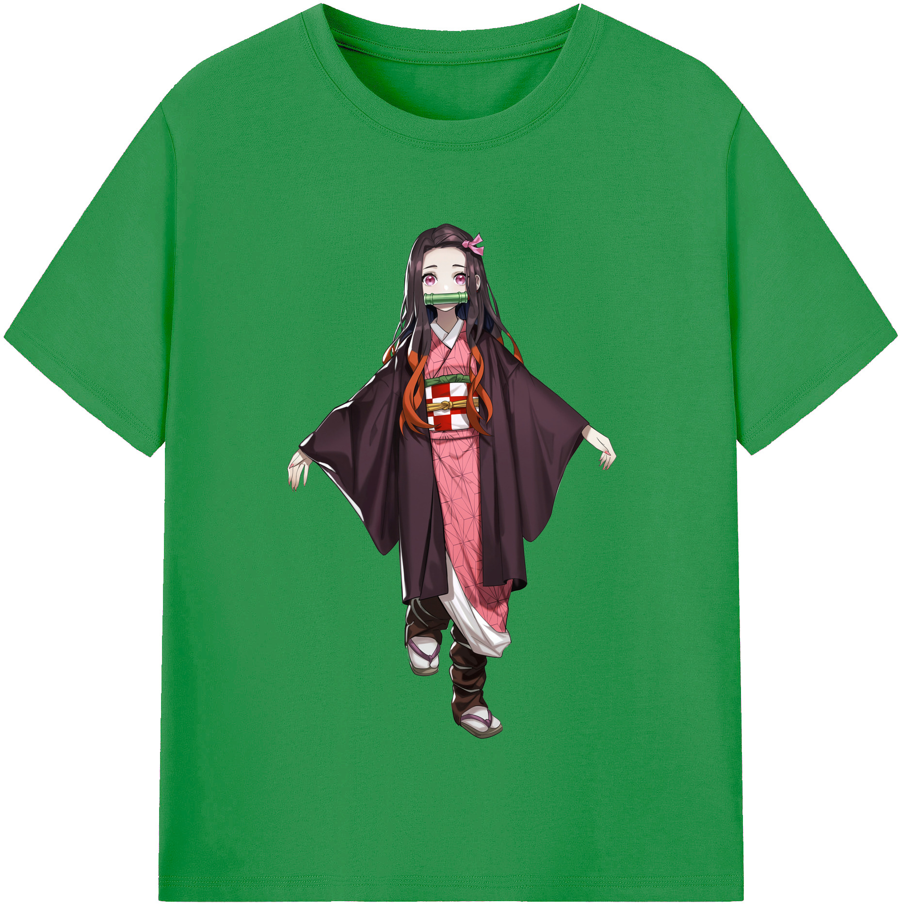 （画像用） 鬼滅の刃（きめつのやいば）竈門 禰󠄀豆子／かまど ねずこ Kamado Nezuko レディースカジュアルプリントTシャツ（綿100％）