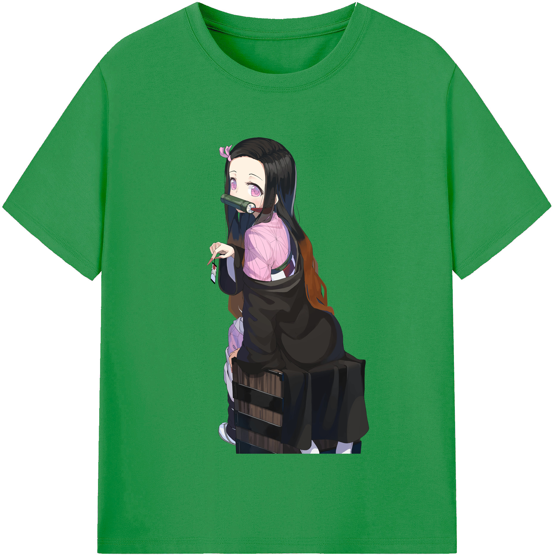 （画像用） 鬼滅の刃（きめつのやいば）竈門 禰󠄀豆子／かまど ねずこ Kamado Nezuko レディースカジュアルプリントTシャツ（綿100％）