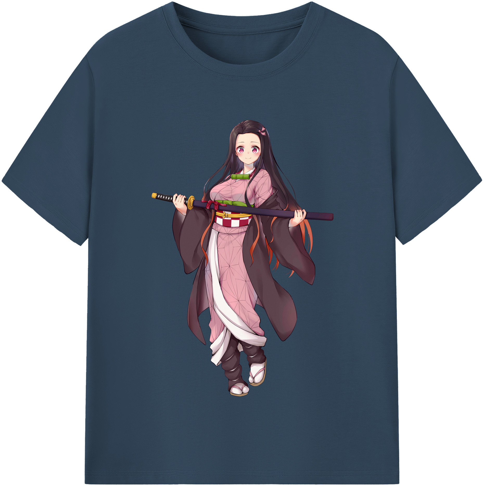 （画像用） 鬼滅の刃（きめつのやいば）竈門 禰󠄀豆子／かまど ねずこ Kamado Nezuko レディースカジュアルプリントTシャツ（綿100％）