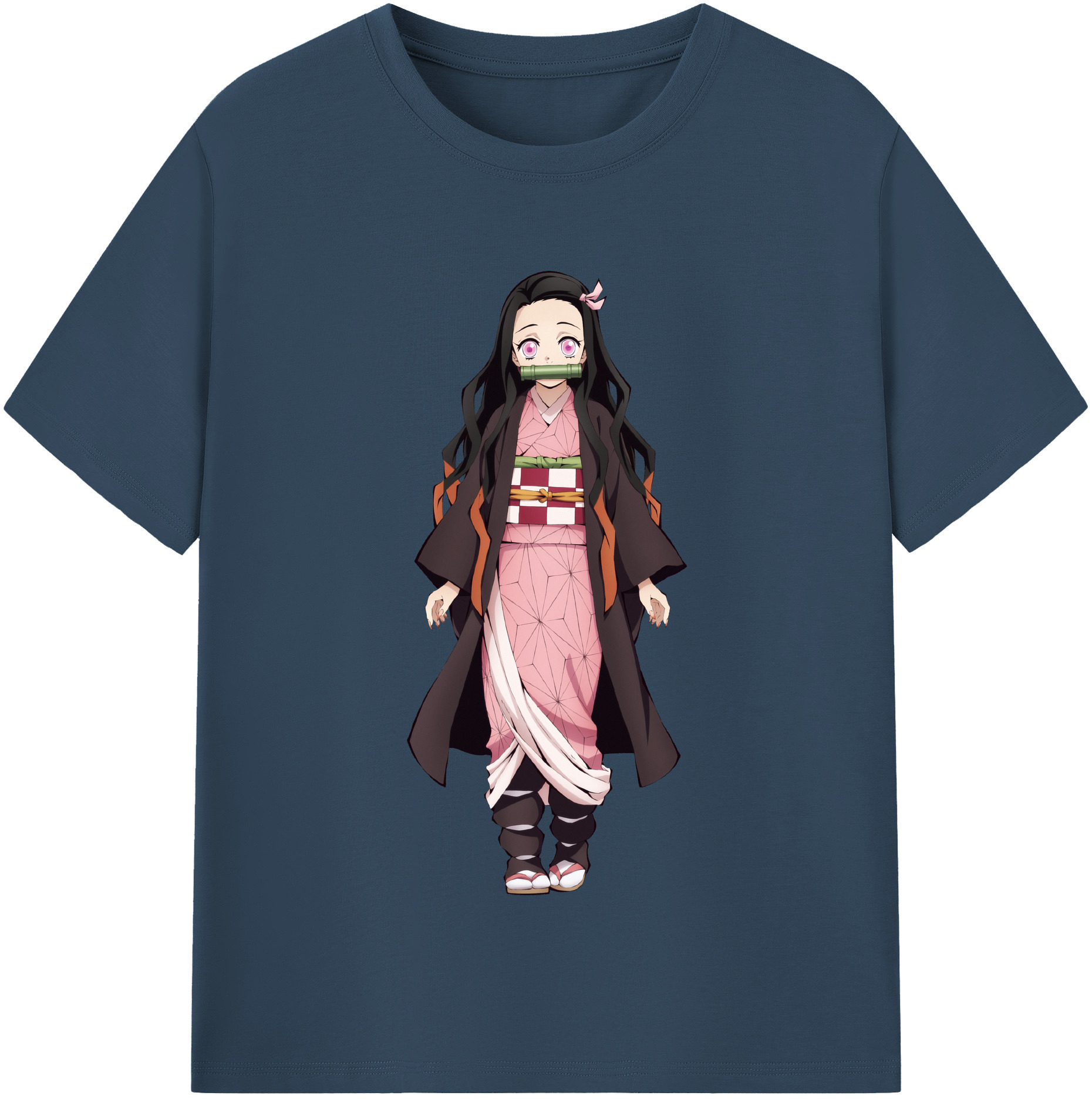 （画像用） 鬼滅の刃（きめつのやいば）竈門 禰󠄀豆子／かまど ねずこ Kamado Nezuko レディースカジュアルプリントTシャツ（綿100％）