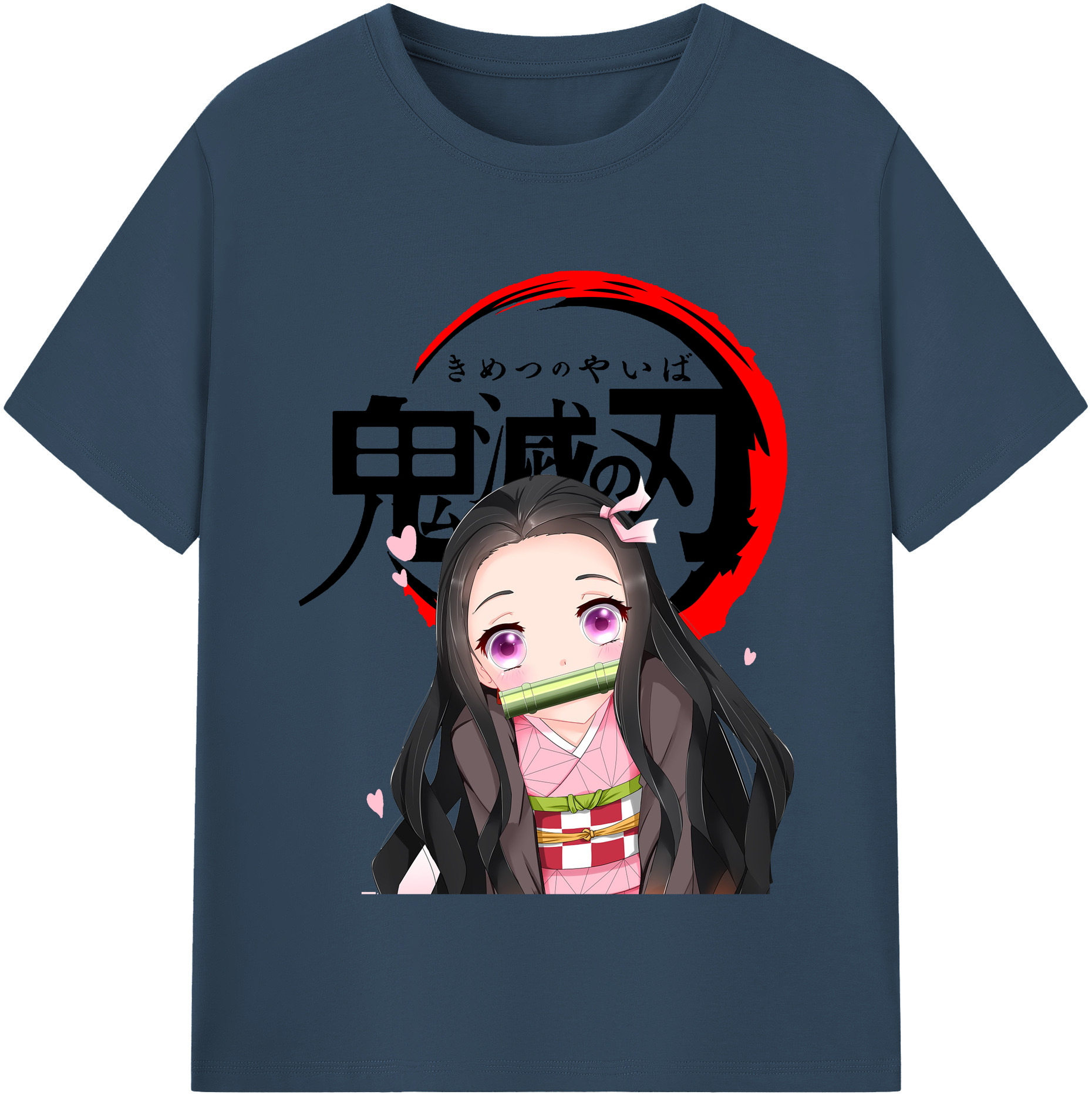 （画像用） 鬼滅の刃（きめつのやいば）竈門 禰󠄀豆子／かまど ねずこ Kamado Nezuko レディースカジュアルプリントTシャツ（綿100％）