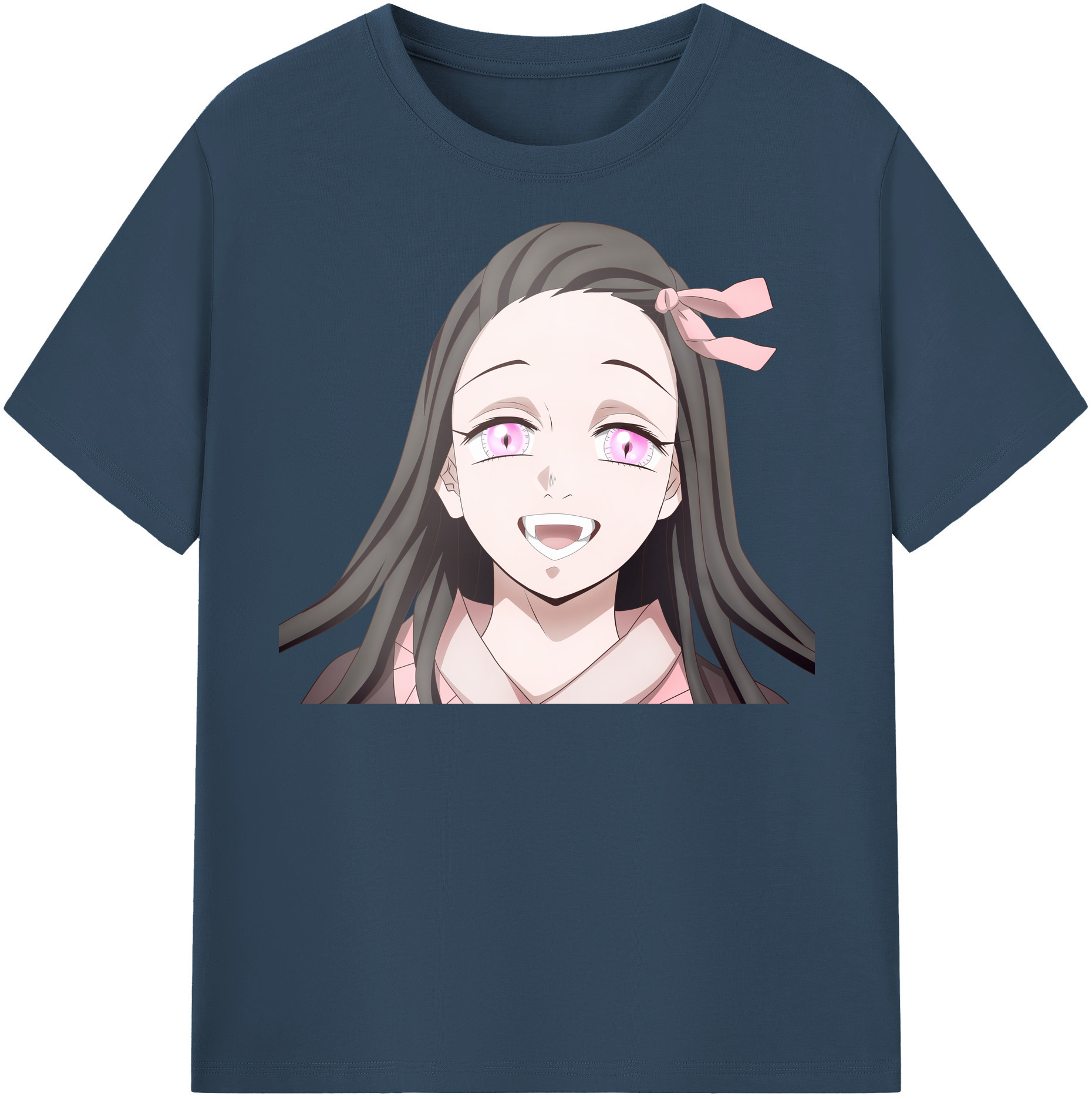 （画像用） 鬼滅の刃（きめつのやいば）竈門 禰󠄀豆子／かまど ねずこ Kamado Nezuko レディースカジュアルプリントTシャツ（綿100％）