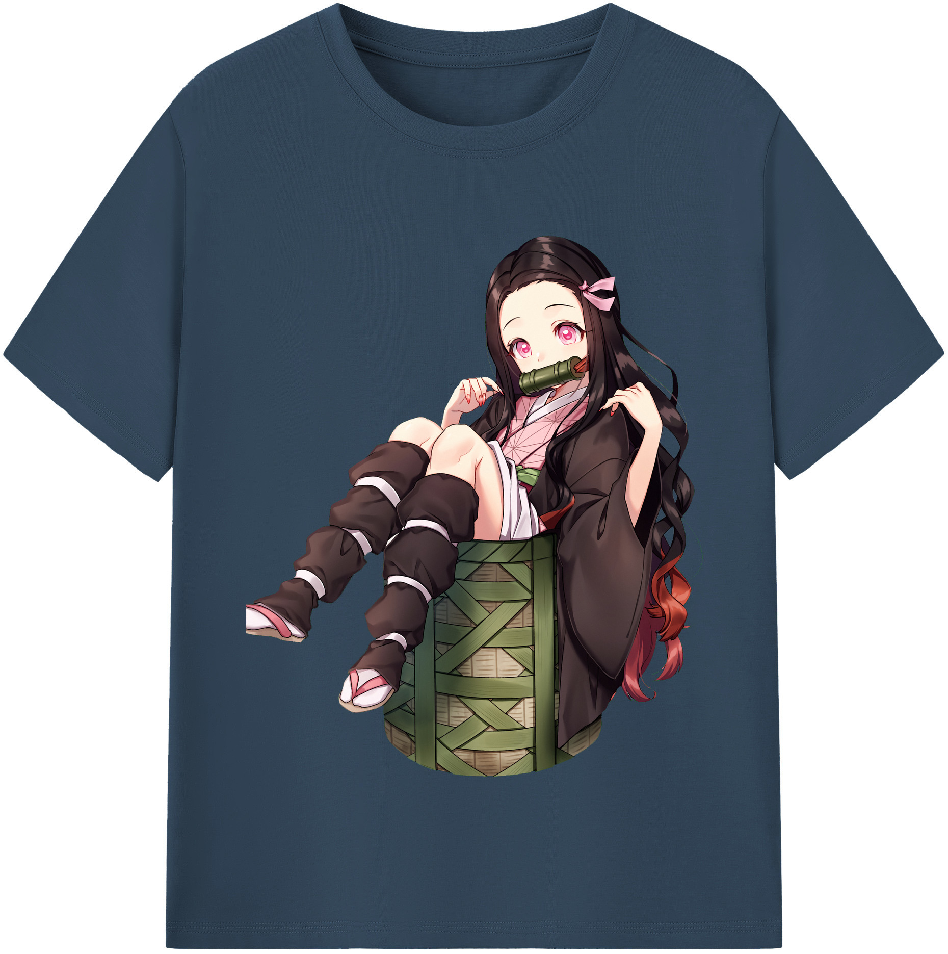 （画像用） 鬼滅の刃（きめつのやいば）竈門 禰󠄀豆子／かまど ねずこ Kamado Nezuko レディースカジュアルプリントTシャツ（綿100％）