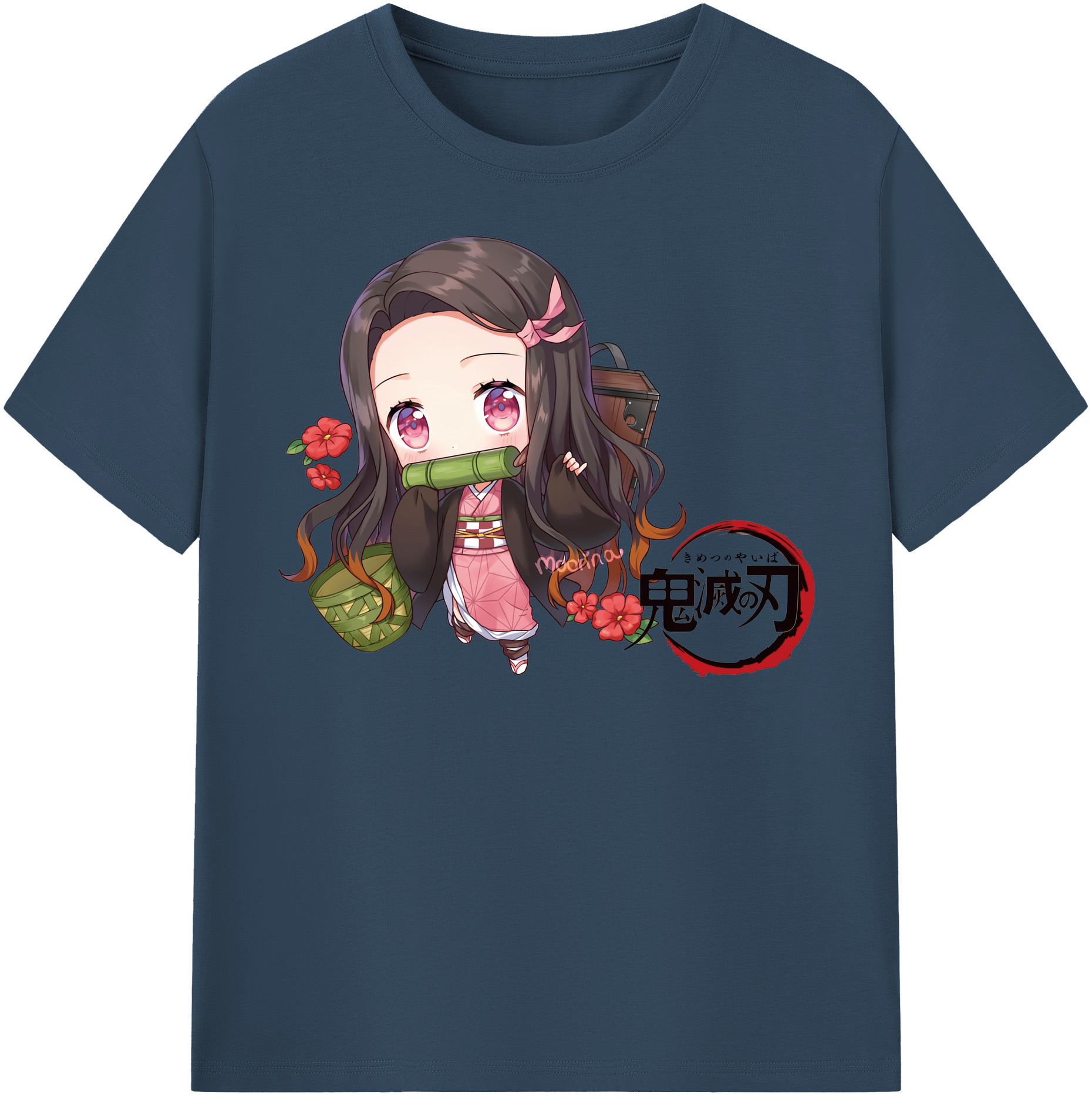 （画像用） 鬼滅の刃（きめつのやいば）竈門 禰󠄀豆子／かまど ねずこ Kamado Nezuko レディースカジュアルプリントTシャツ（綿100％）