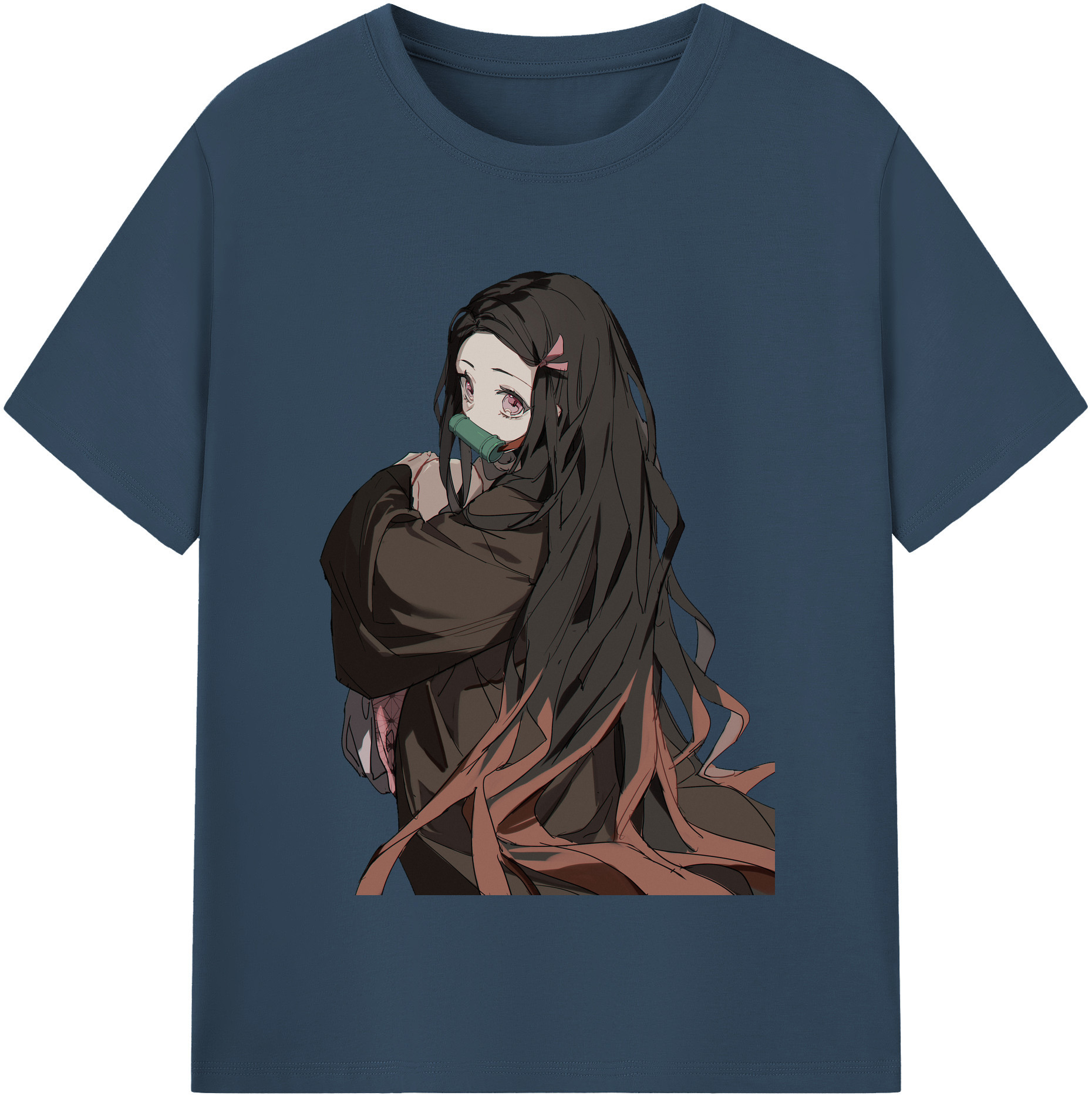 （画像用） 鬼滅の刃（きめつのやいば）竈門 禰󠄀豆子／かまど ねずこ Kamado Nezuko レディースカジュアルプリントTシャツ（綿100％）