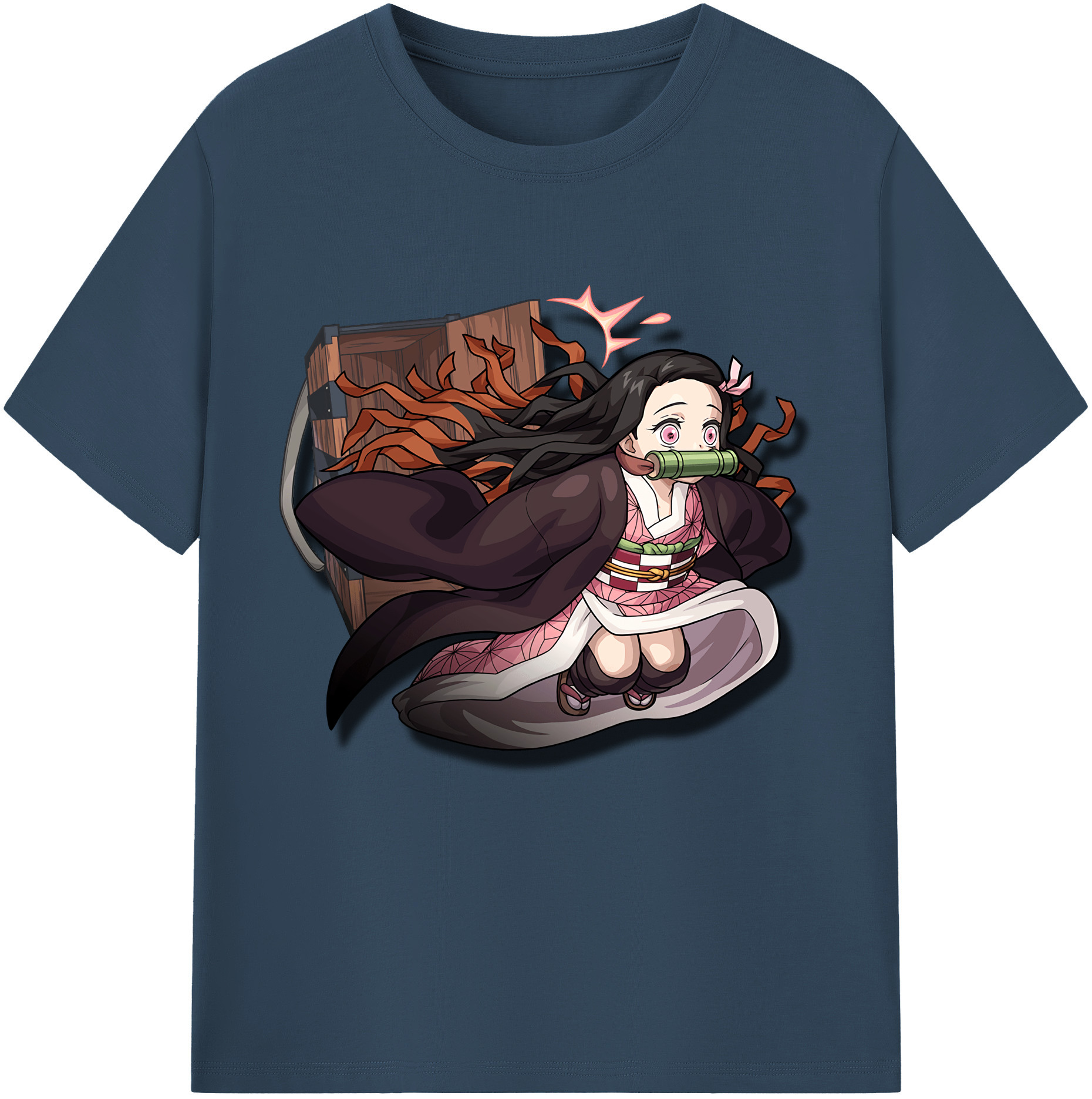 （画像用） 鬼滅の刃（きめつのやいば）竈門 禰󠄀豆子／かまど ねずこ Kamado Nezuko レディースカジュアルプリントTシャツ（綿100％）