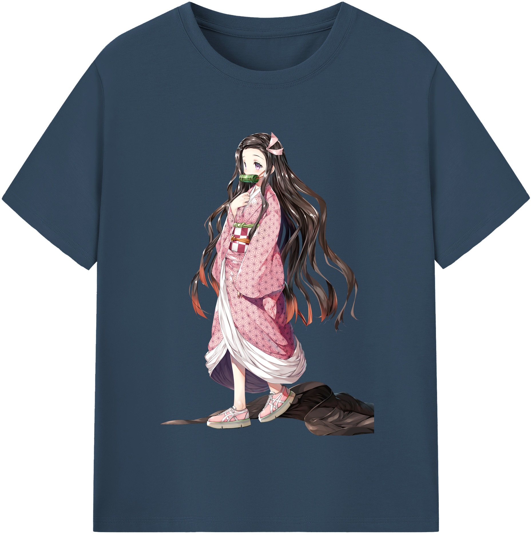 （画像用） 鬼滅の刃（きめつのやいば）竈門 禰󠄀豆子／かまど ねずこ Kamado Nezuko レディースカジュアルプリントTシャツ（綿100％）