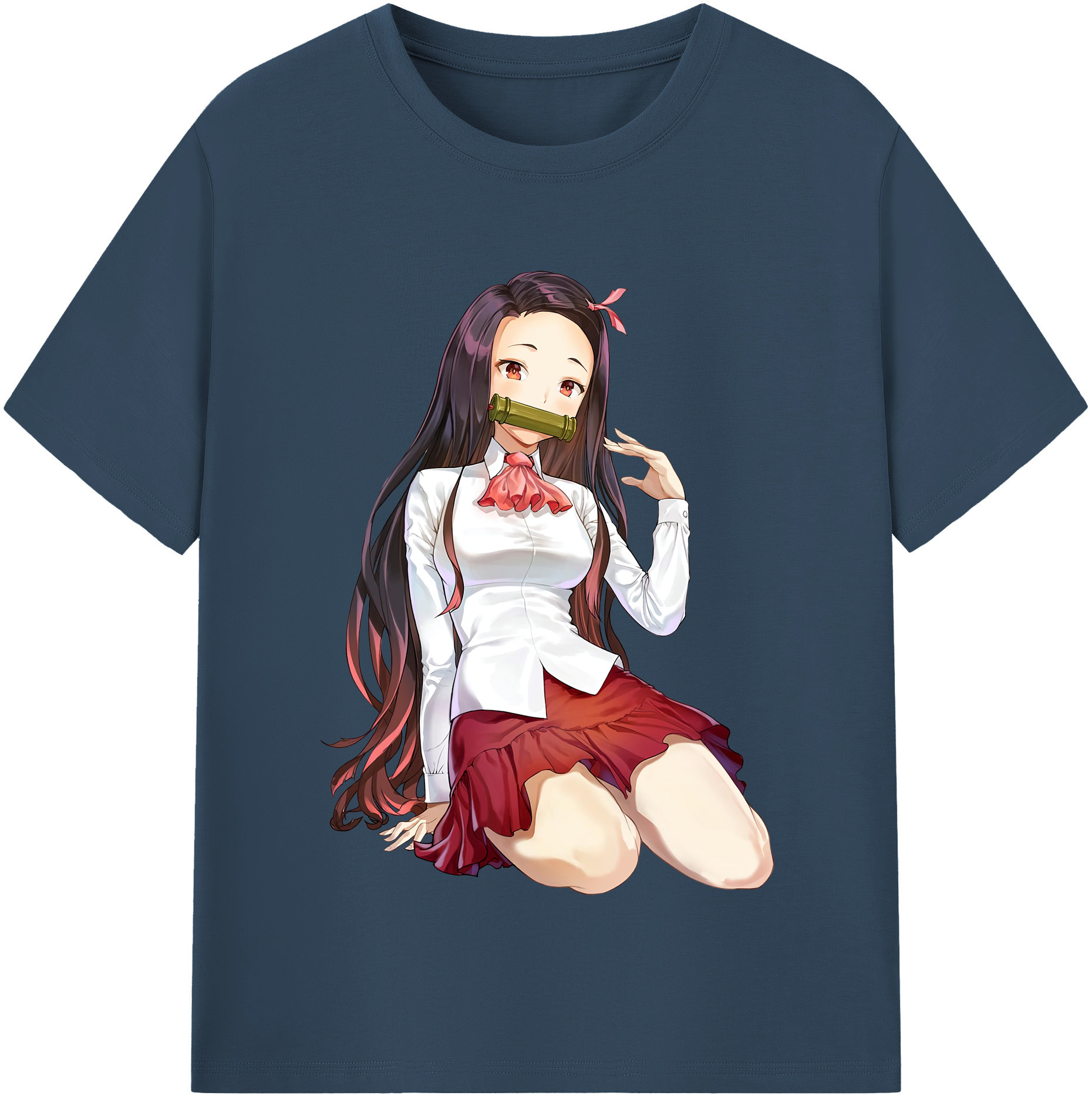 （画像用） 鬼滅の刃（きめつのやいば）竈門 禰󠄀豆子／かまど ねずこ Kamado Nezuko レディースカジュアルプリントTシャツ（綿100％）