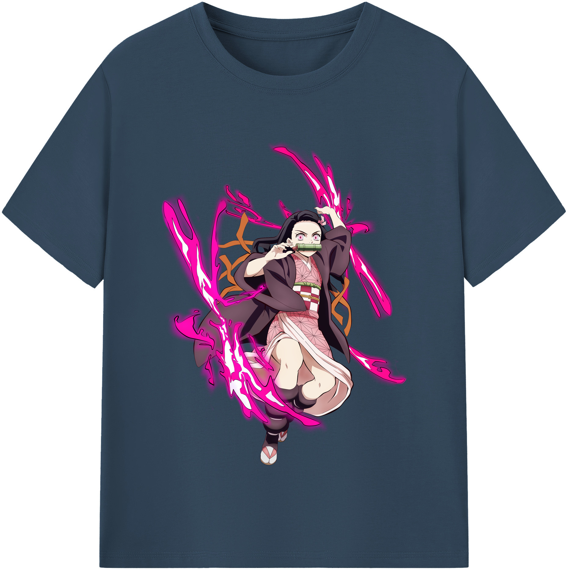 （画像用） 鬼滅の刃（きめつのやいば）竈門 禰󠄀豆子／かまど ねずこ Kamado Nezuko レディースカジュアルプリントTシャツ（綿100％）