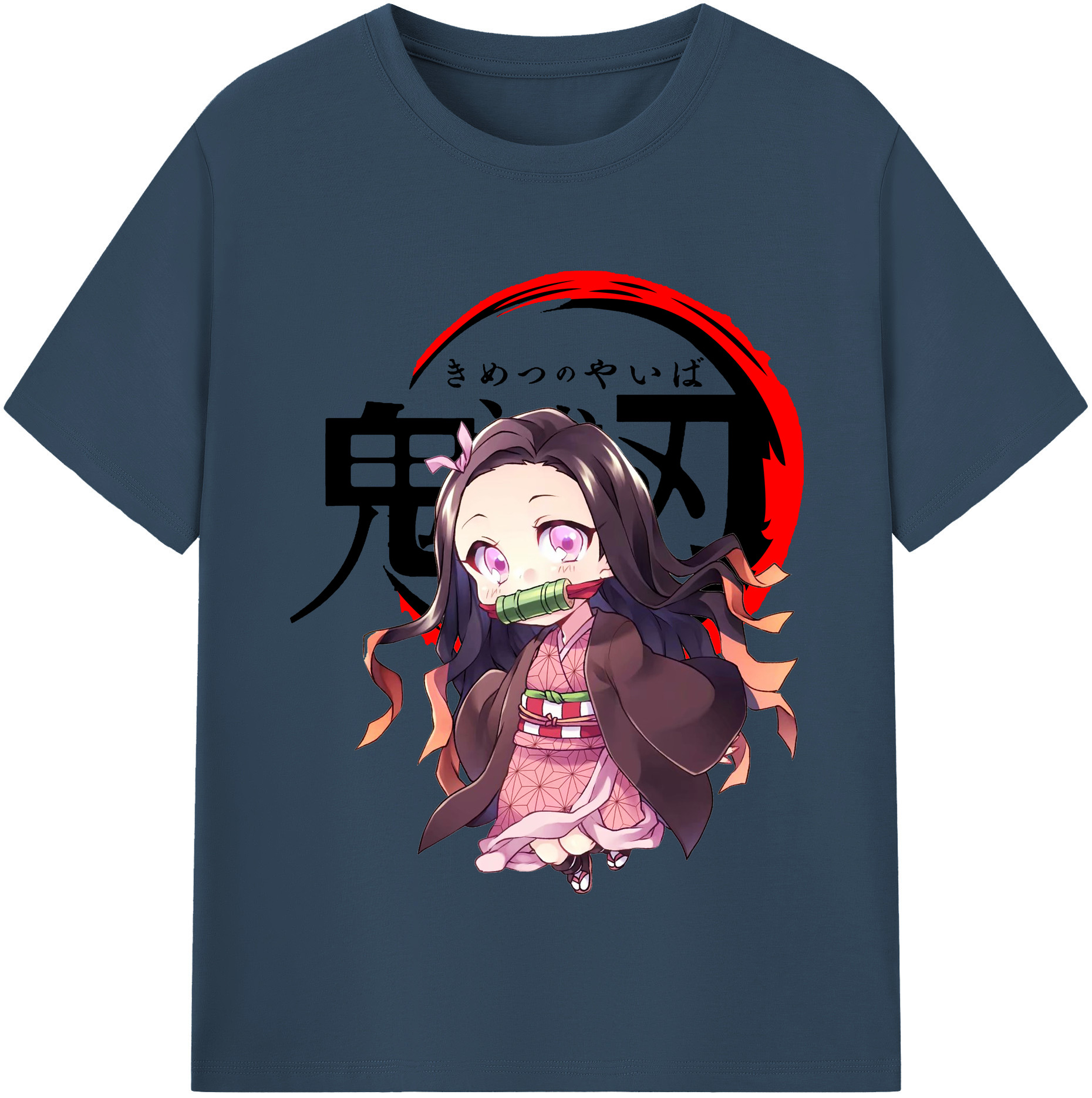 （画像用） 鬼滅の刃（きめつのやいば）竈門 禰󠄀豆子／かまど ねずこ Kamado Nezuko レディースカジュアルプリントTシャツ（綿100％）
