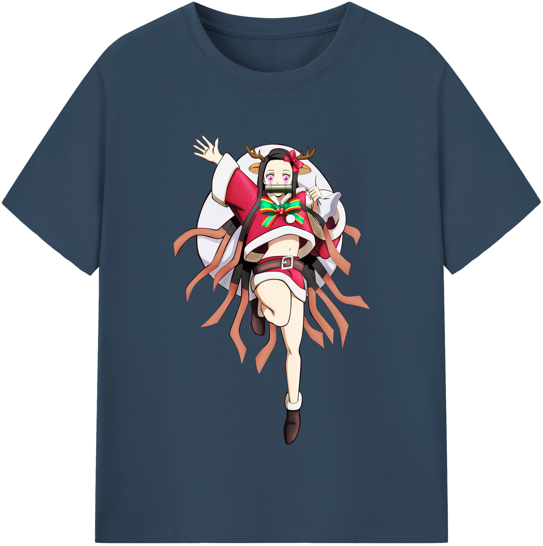 （画像用） 鬼滅の刃（きめつのやいば）竈門 禰󠄀豆子／かまど ねずこ Kamado Nezuko レディースカジュアルプリントTシャツ（綿100％）