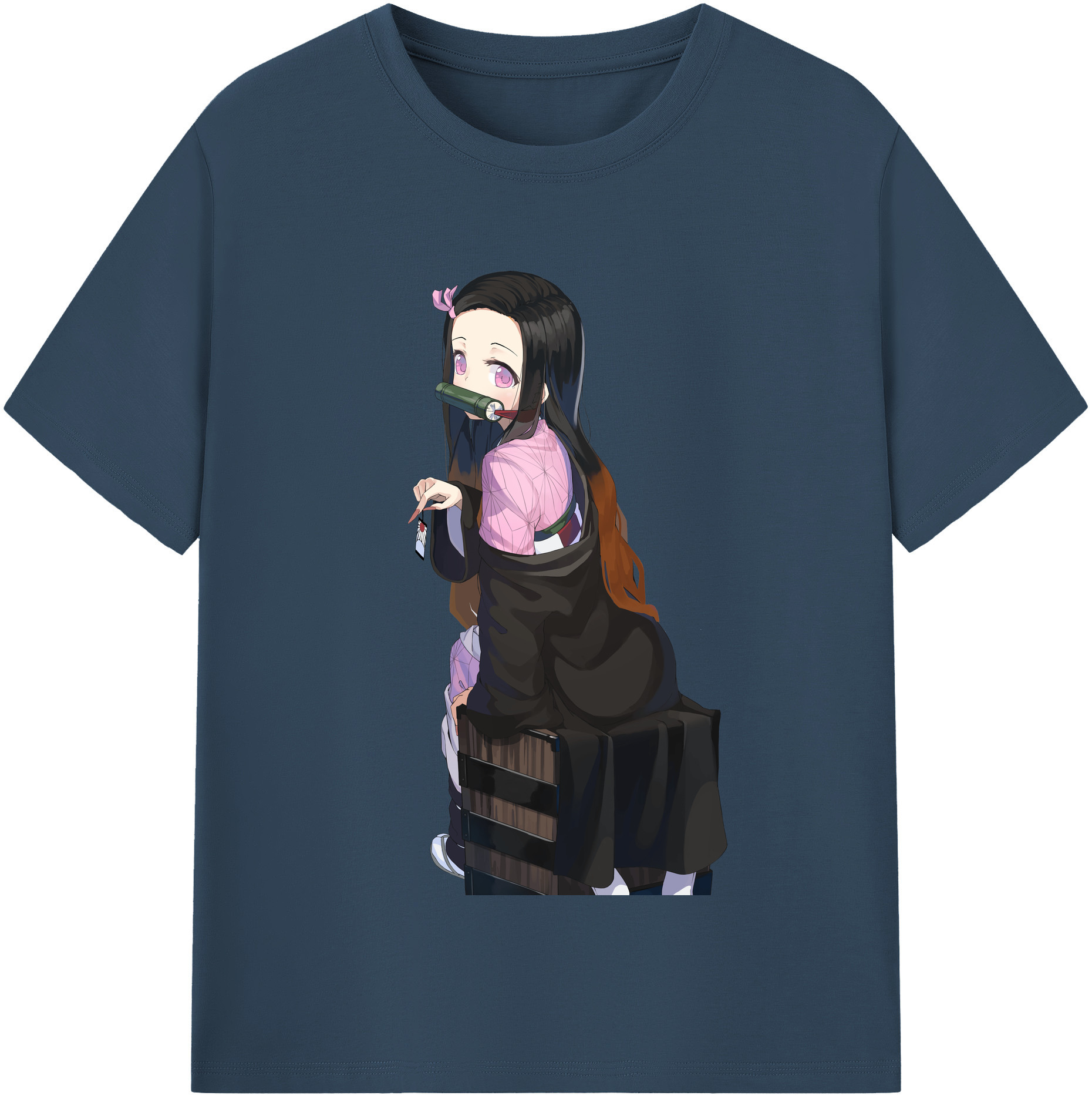 （画像用） 鬼滅の刃（きめつのやいば）竈門 禰󠄀豆子／かまど ねずこ Kamado Nezuko レディースカジュアルプリントTシャツ（綿100％）