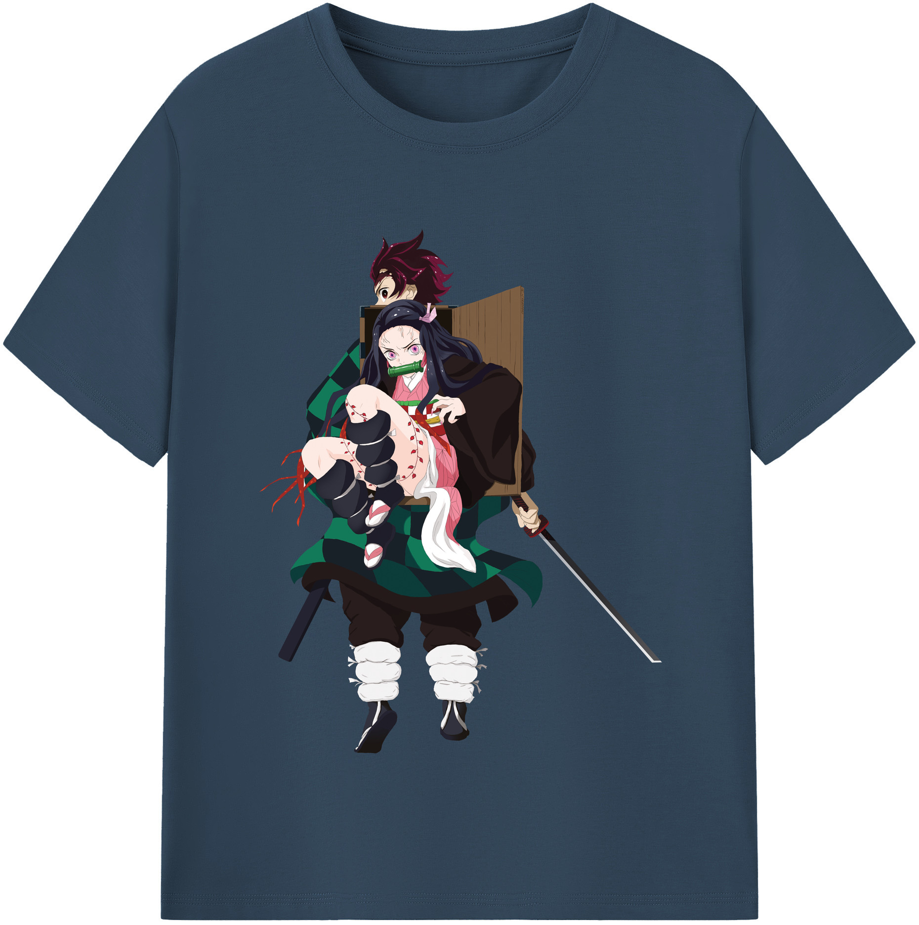（画像用） 鬼滅の刃（きめつのやいば）竈門 禰󠄀豆子／かまど ねずこ Kamado Nezuko レディースカジュアルプリントTシャツ（綿100％）